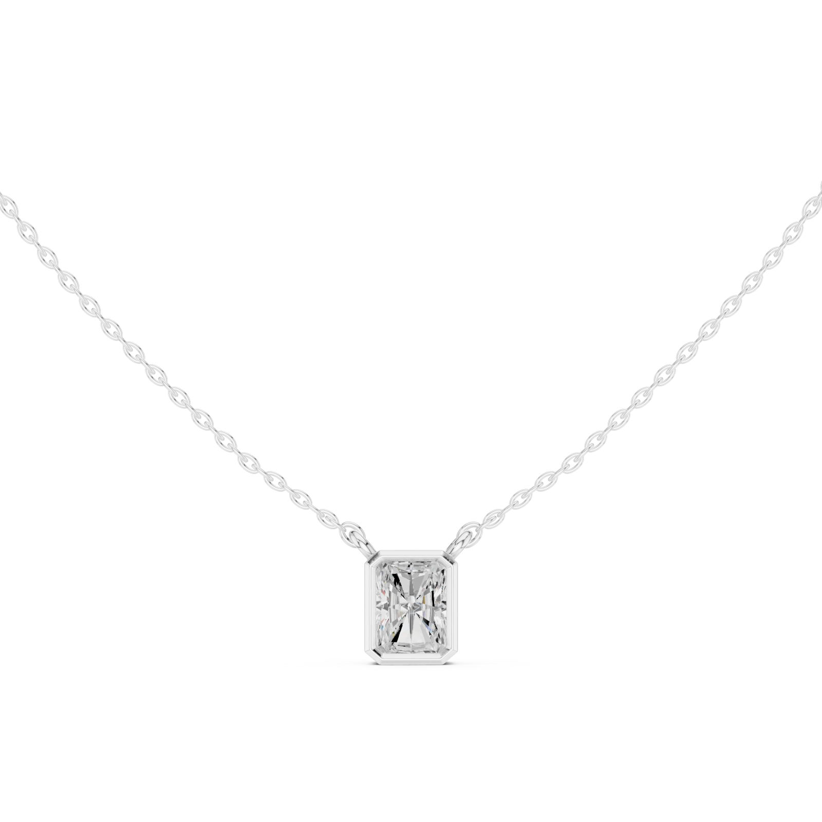  White Gold Refined Edge Box Pendant Front View