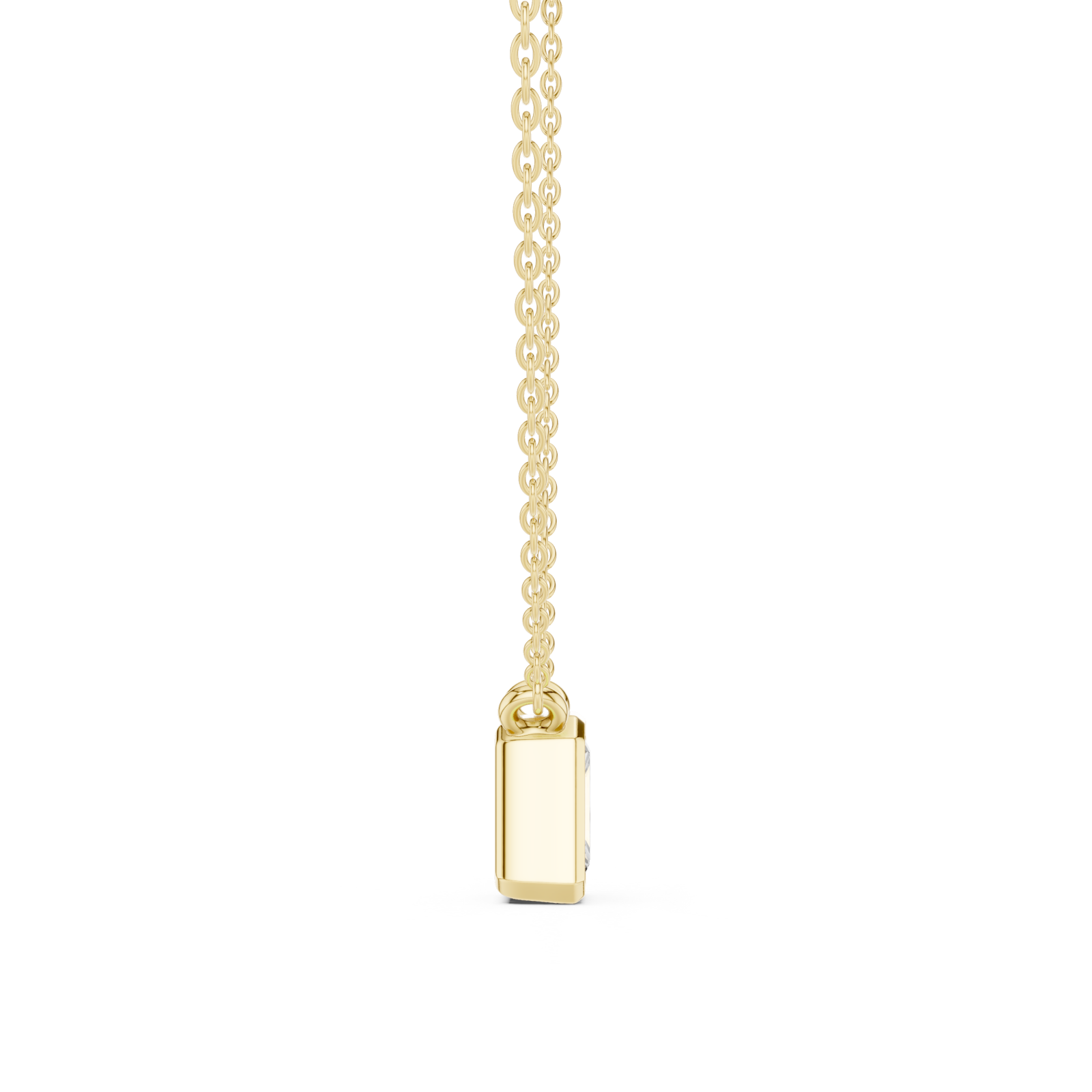  Gold Refined Edge Box Pendant Side View