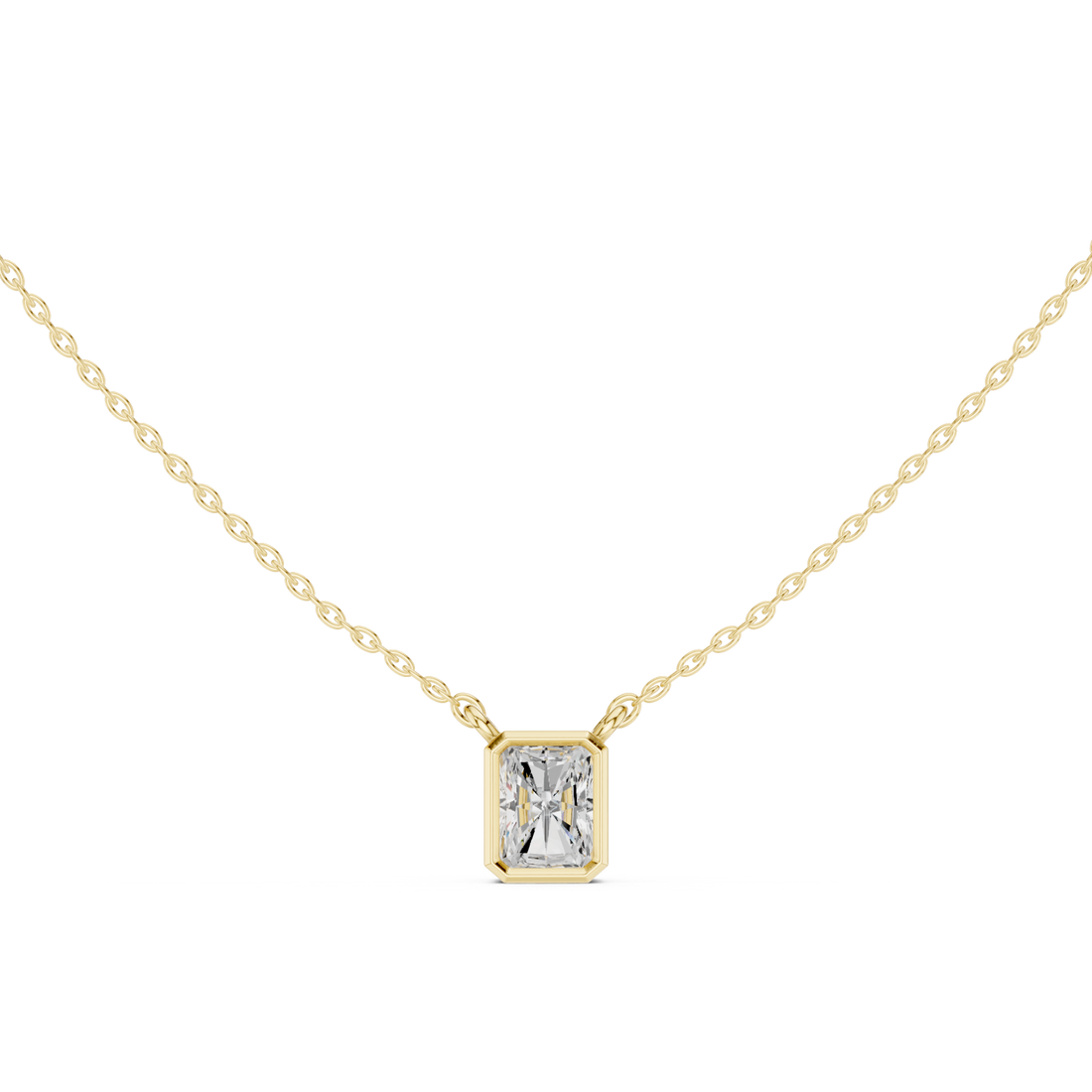Gold Refined Edge Box Pendant Right View