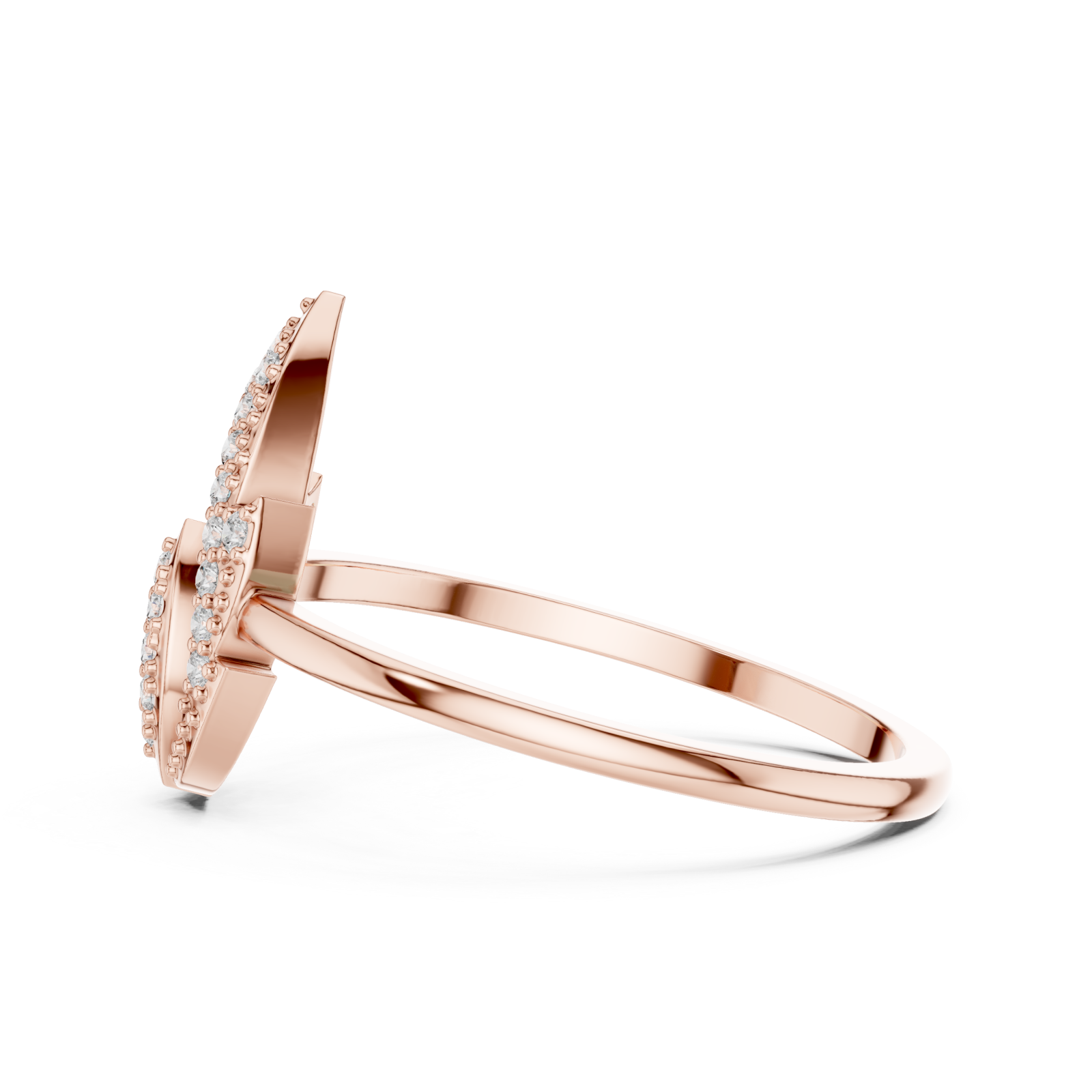  Rose Gold Dancing Fleur Grace Ring Side View