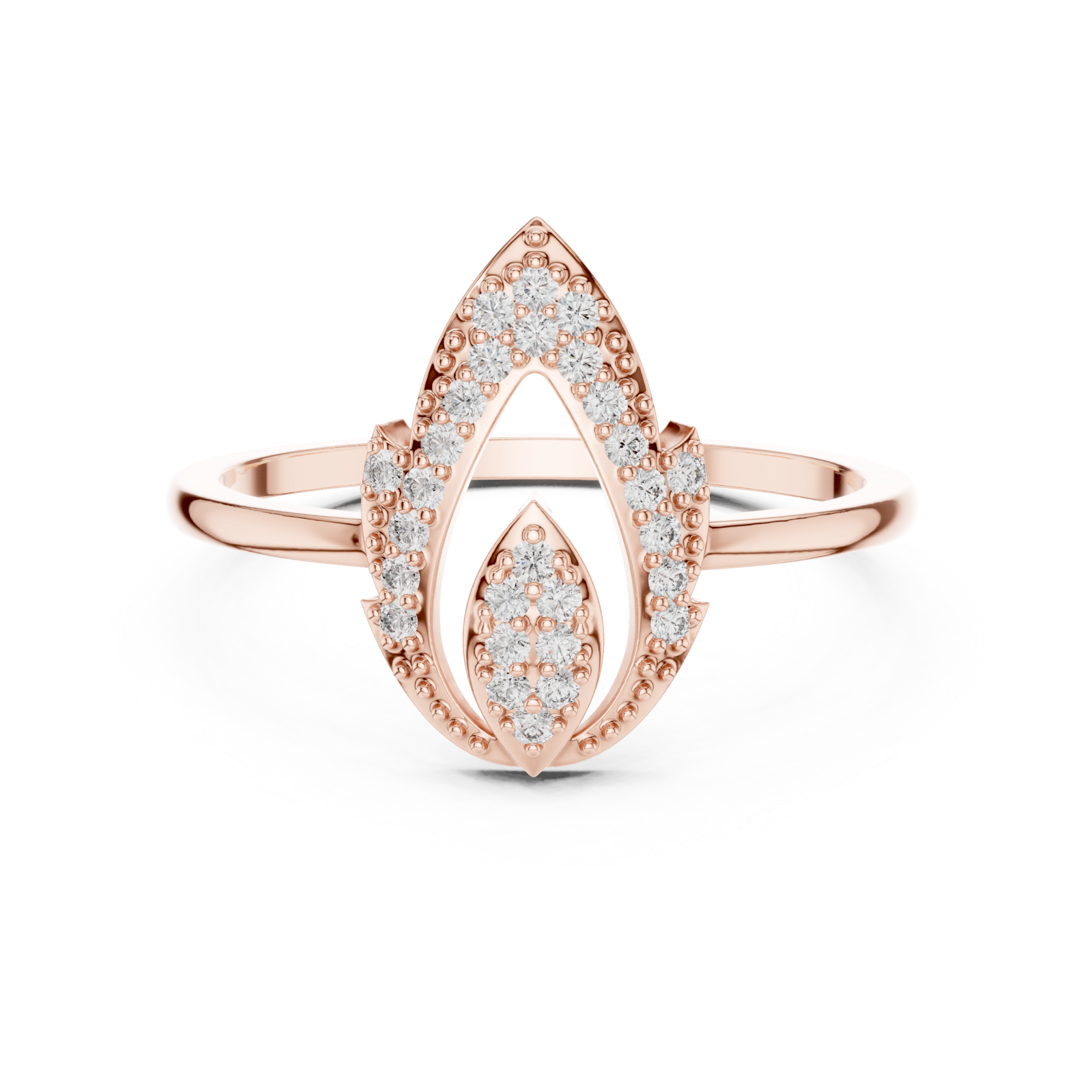  Rose Gold Dancing Fleur Grace Ring Front View
