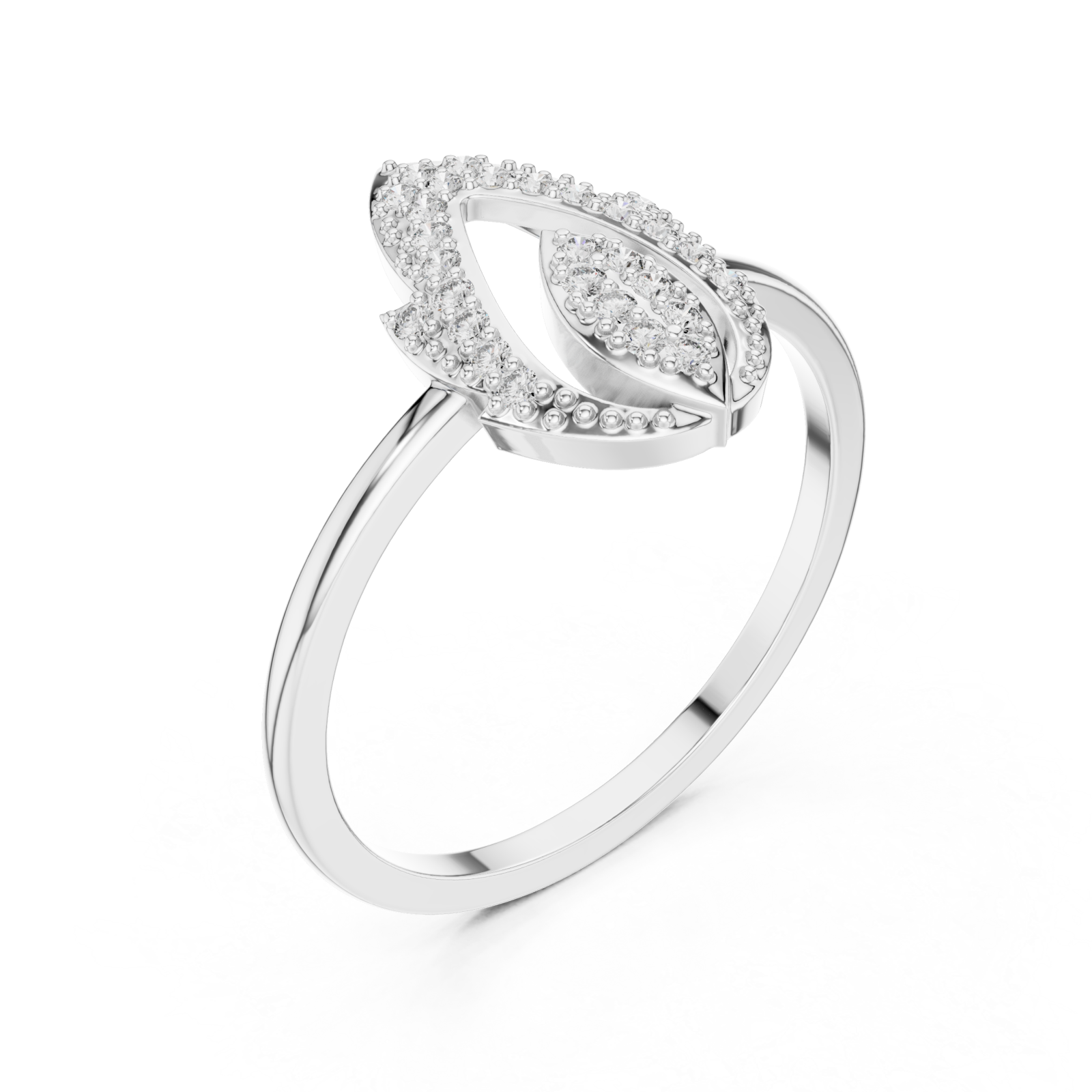  White Gold Dancing Fleur Grace Ring Right View