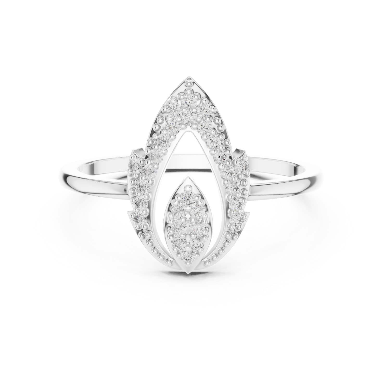  White Gold Dancing Fleur Grace Ring Front View