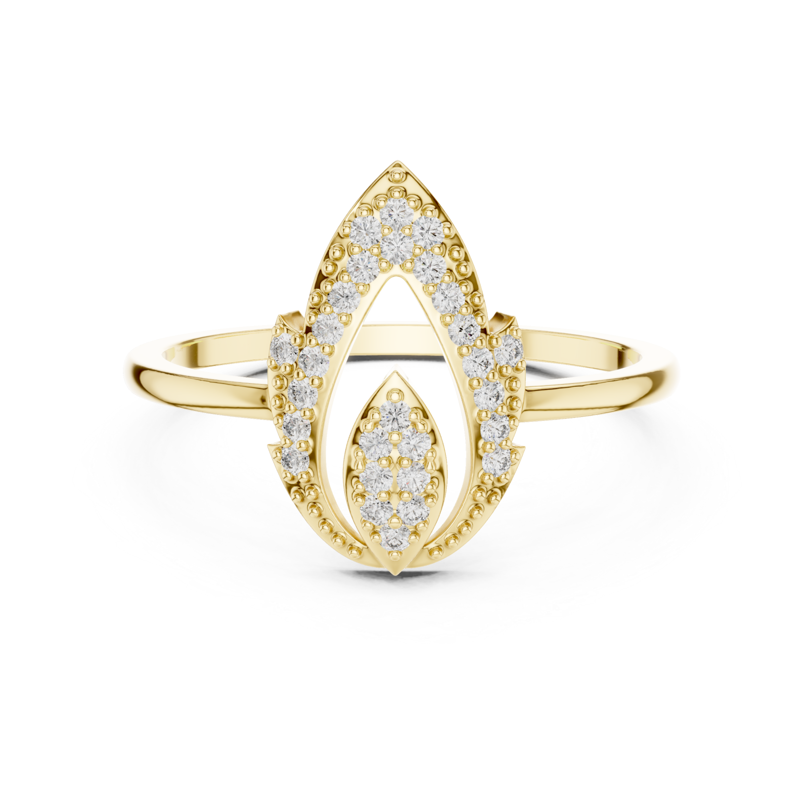  Gold Dancing Fleur Grace Ring Front View