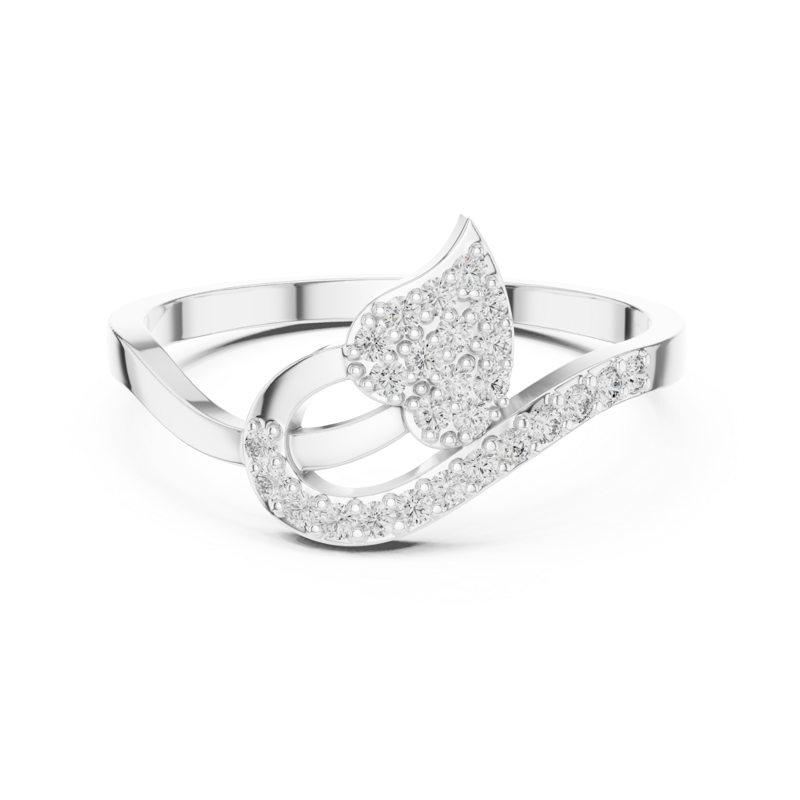  White Gold Twilight Whisper Halo Band Ring Front View