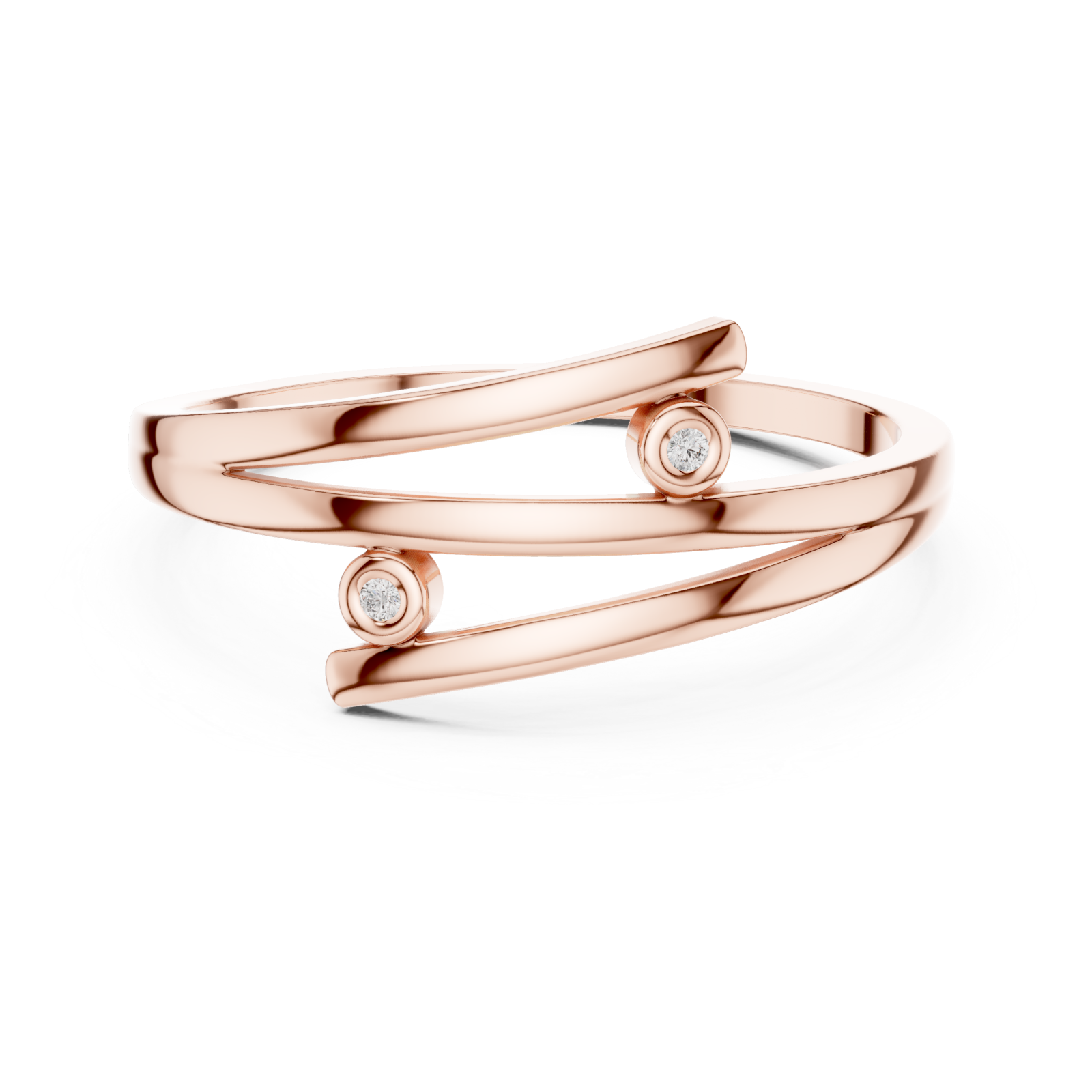  Rose Gold Everlace Sleek Sculpture Ring Front View