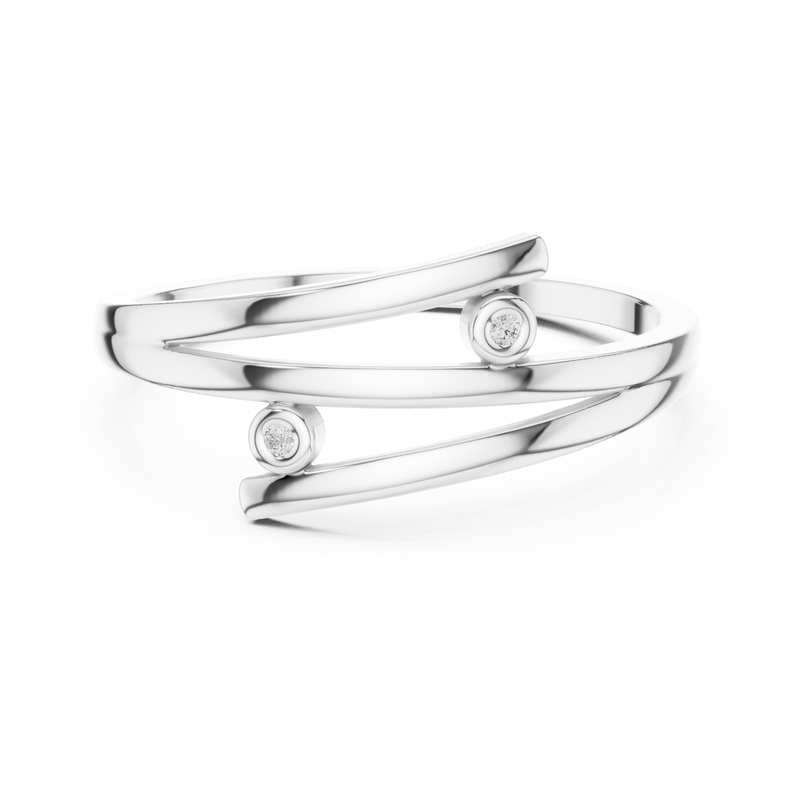  White Gold Everlace Sleek Sculpture Ring Front View