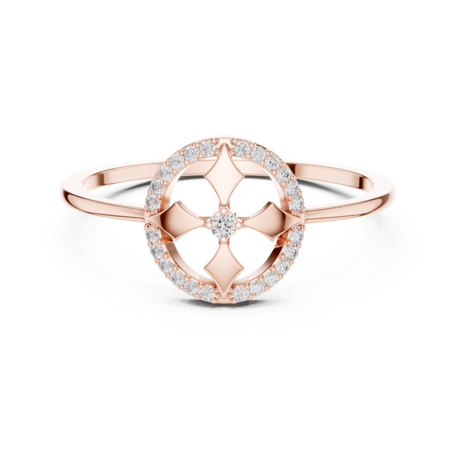 Rose Gold Eden Crest Ring Front View