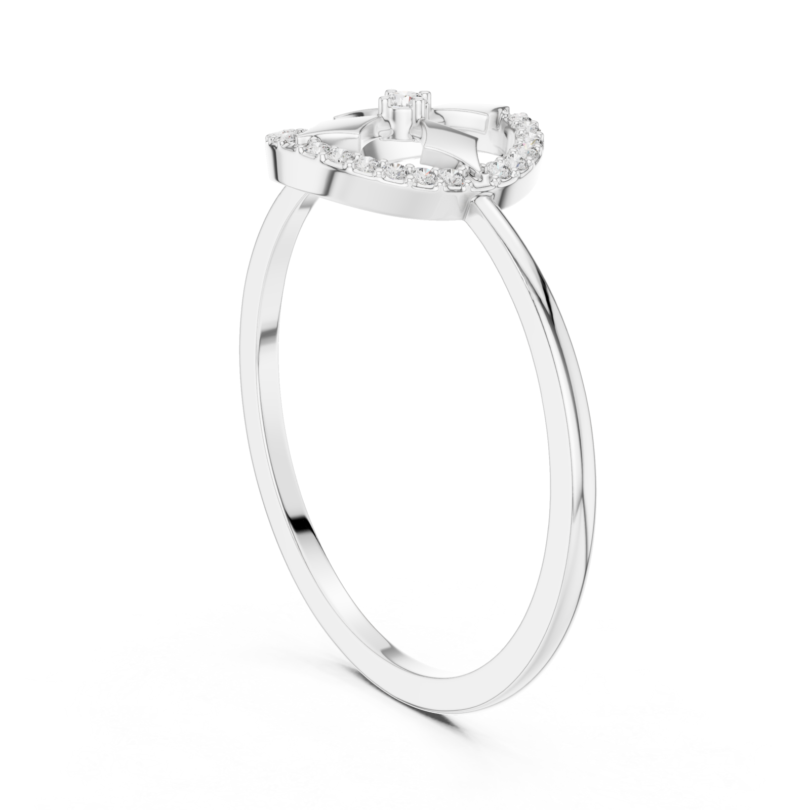  White Gold Eden Crest Ring Left View