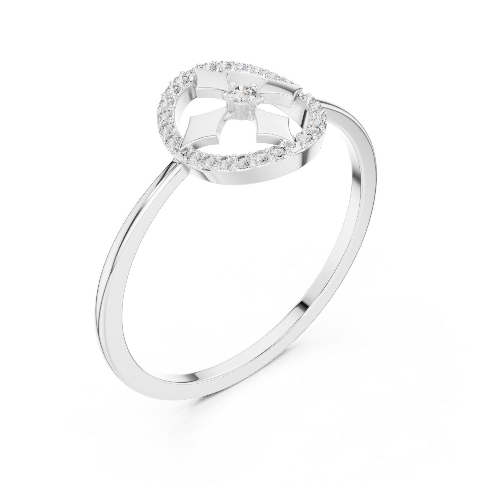  White Gold Eden Crest Ring Right View