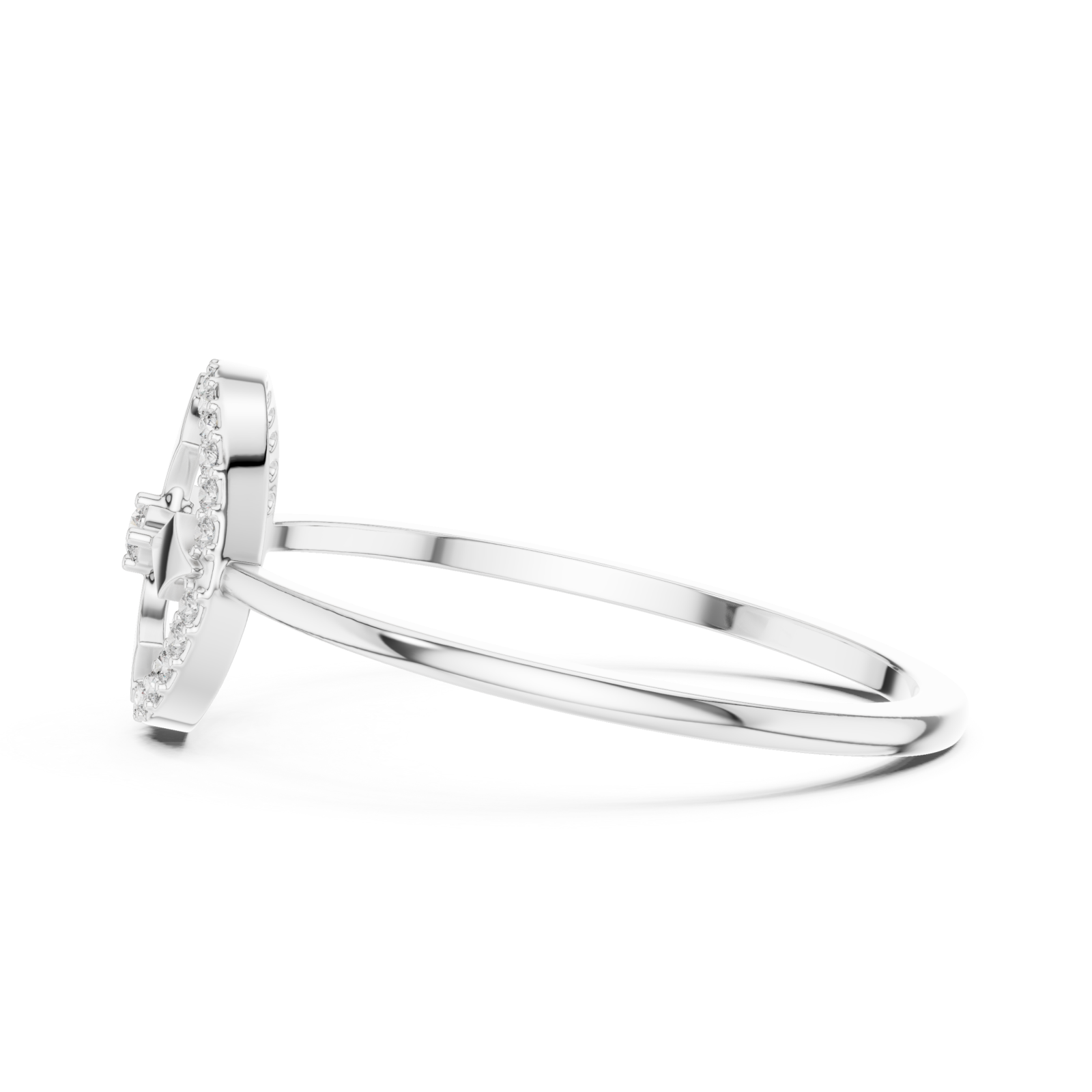  White Gold Eden Crest Ring Side View