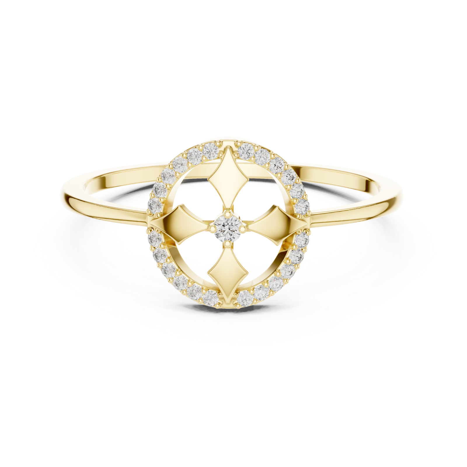  Gold Eden Crest Ring Front View