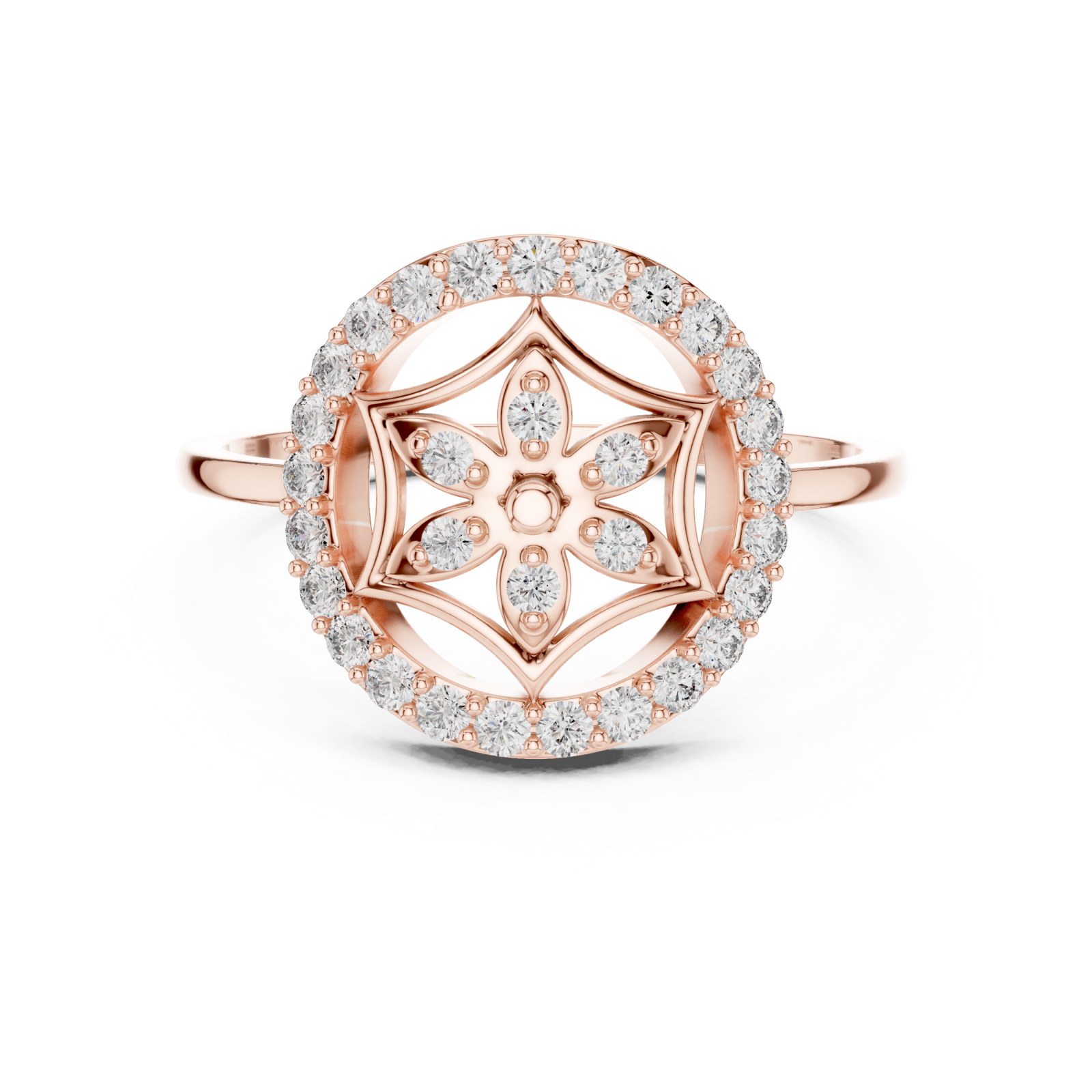  Rose Gold Heartsong Petal Ring Front View