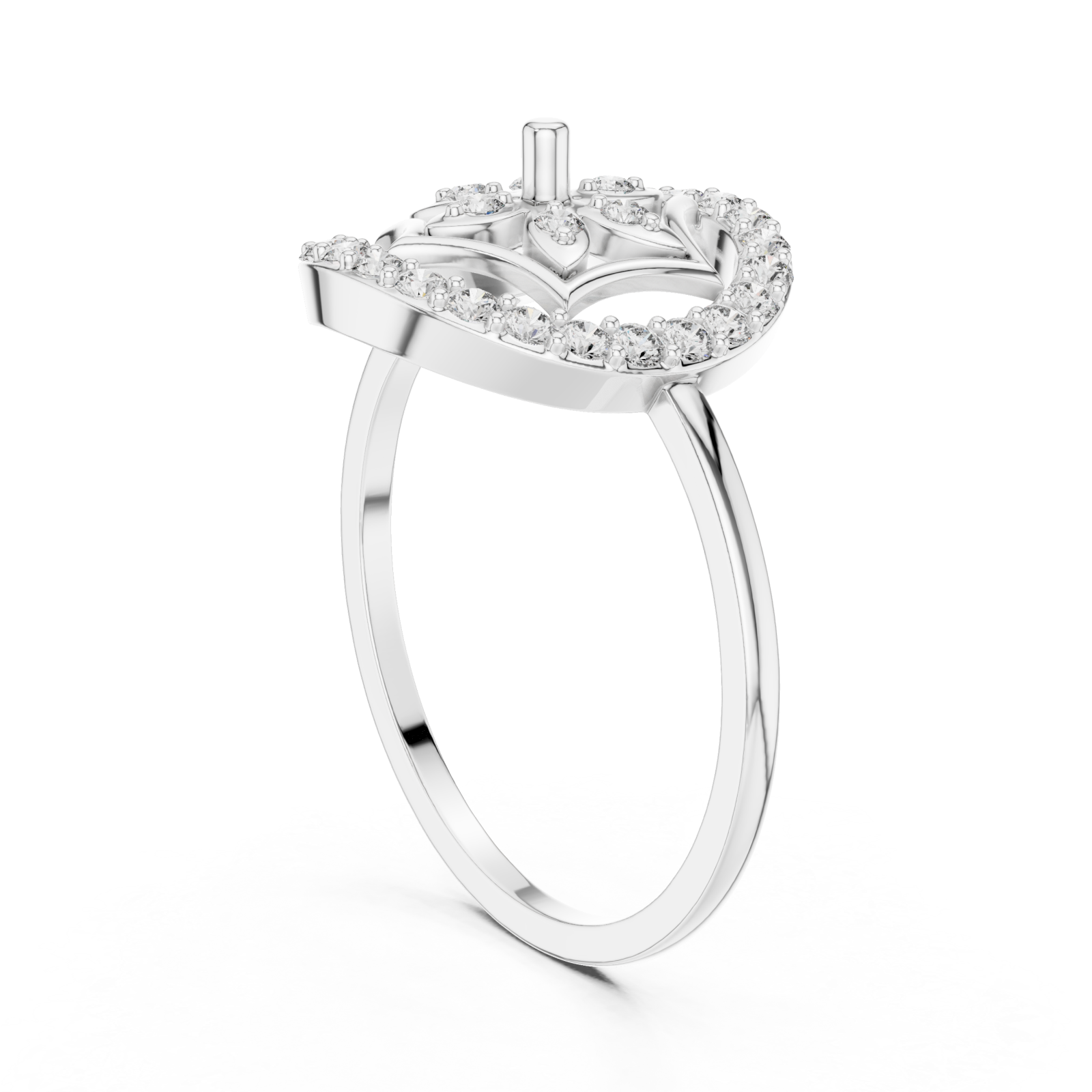  White Gold Heartsong Petal Ring Left View