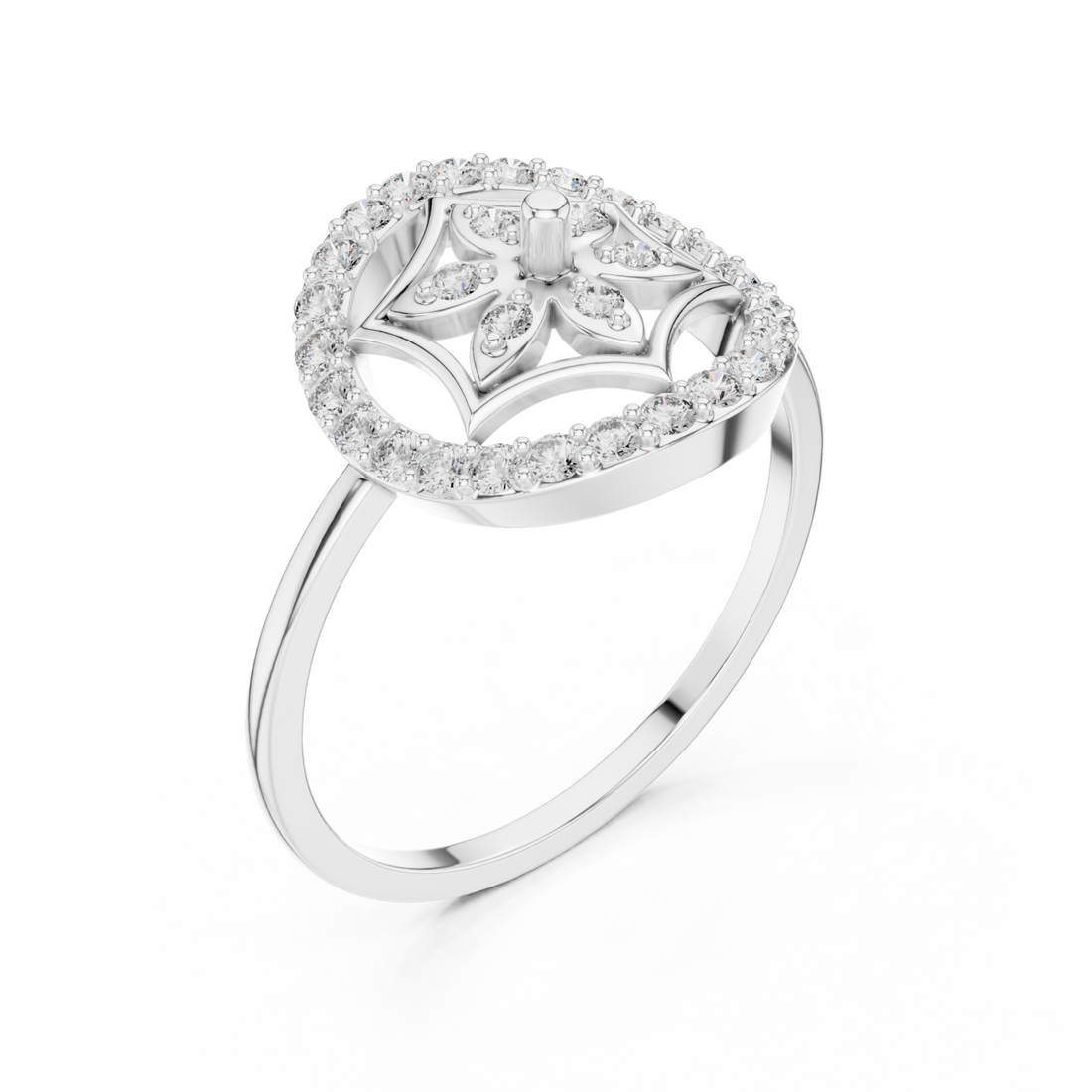  White Gold Heartsong Petal Ring Right View