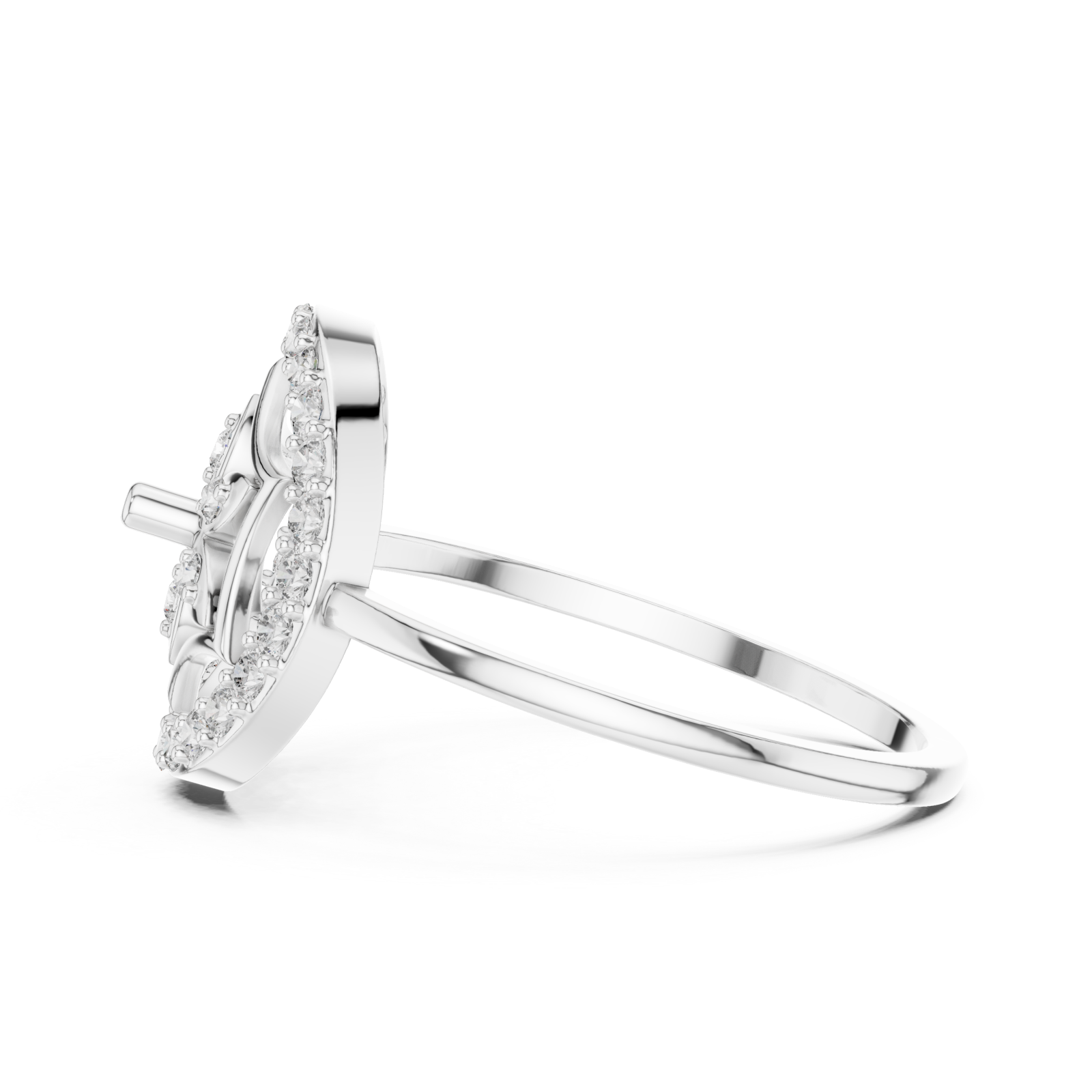  White Gold Heartsong Petal Ring Side View