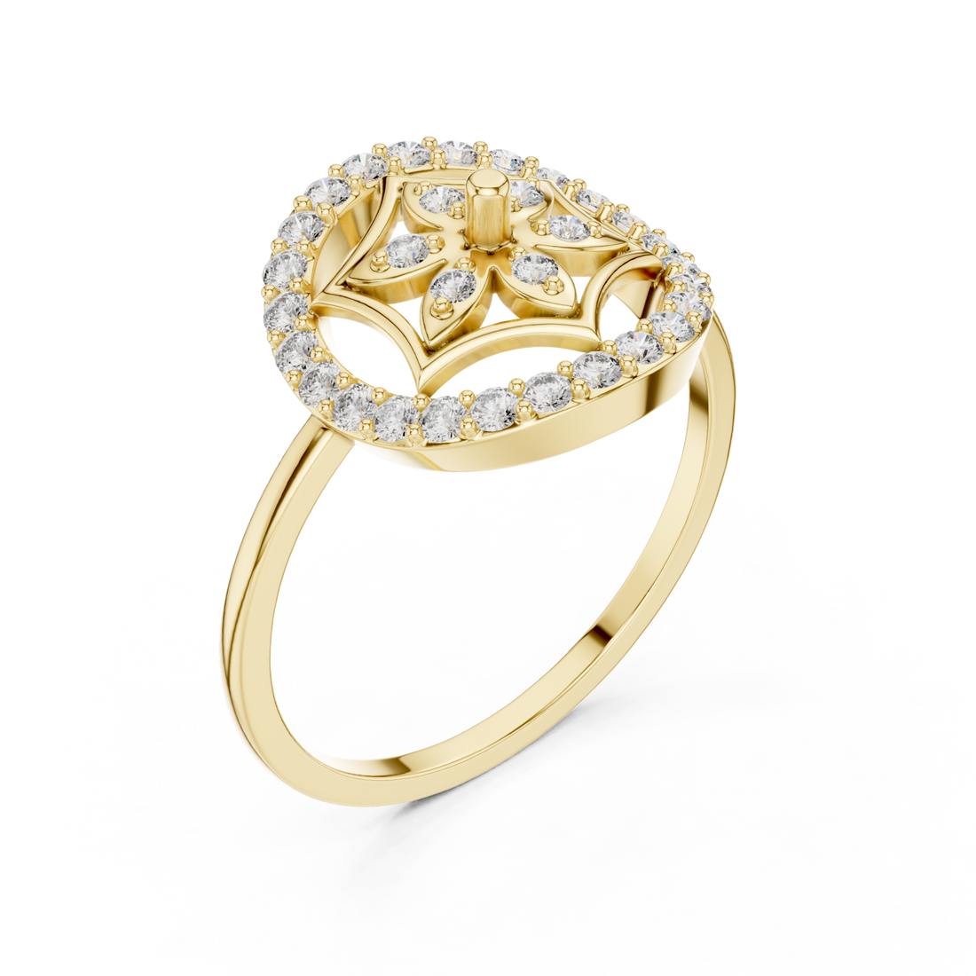 Gold Heartsong Petal Ring Right View