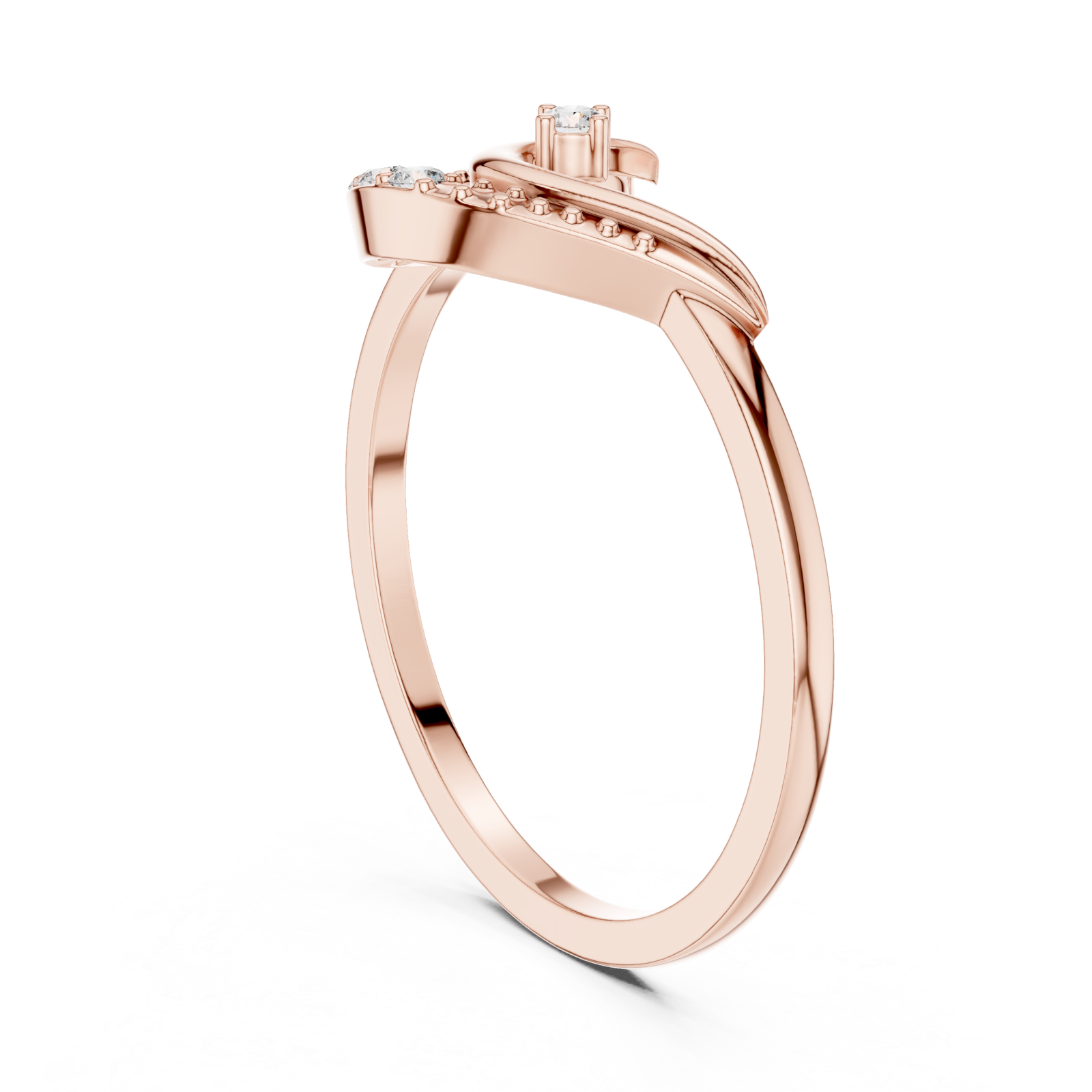  Rose Gold Serene Crest Ring Left View