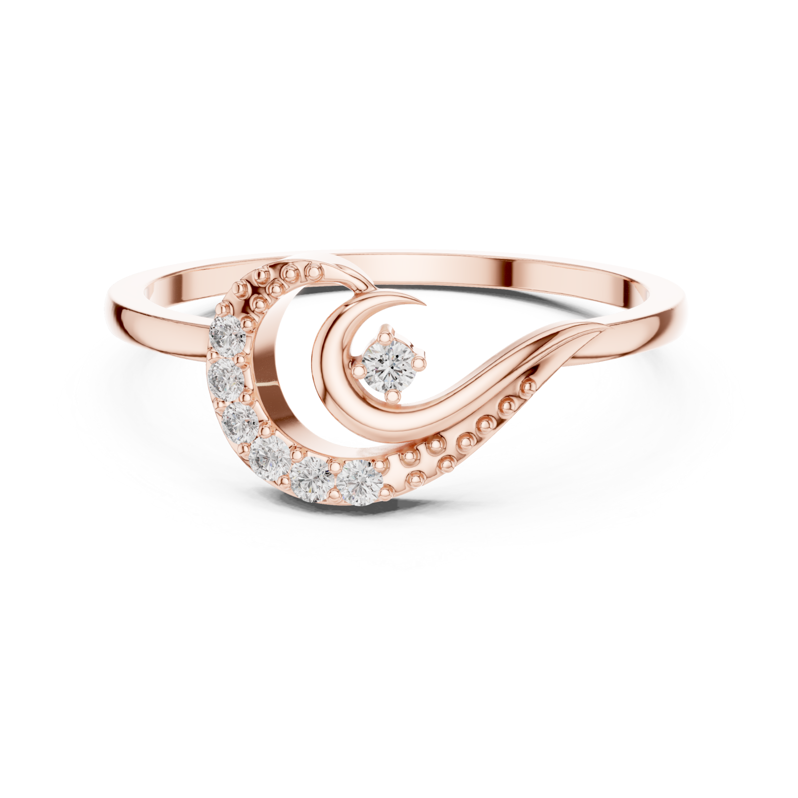  Rose Gold Serene Crest Ring Front View