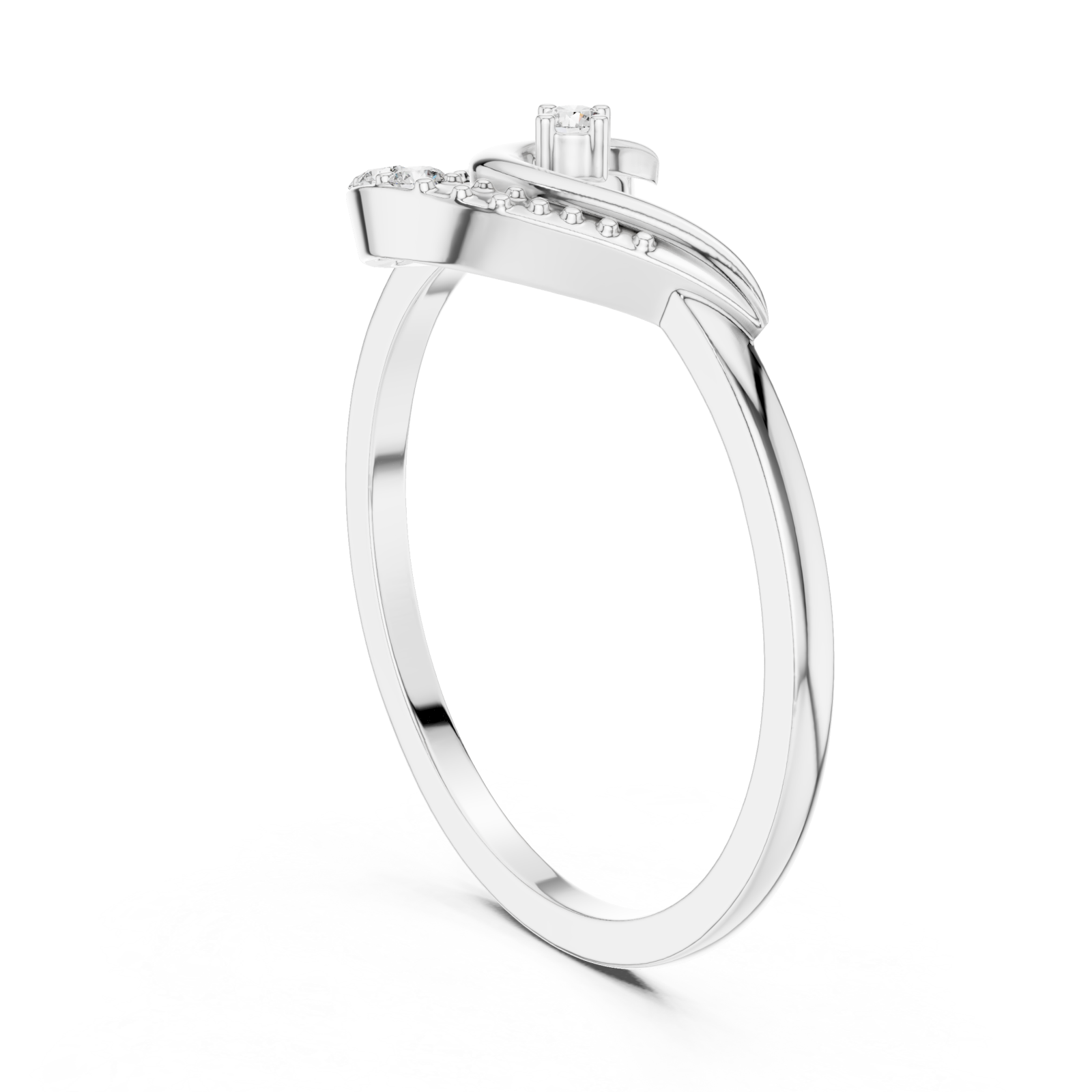  White Gold Serene Crest Ring Left View