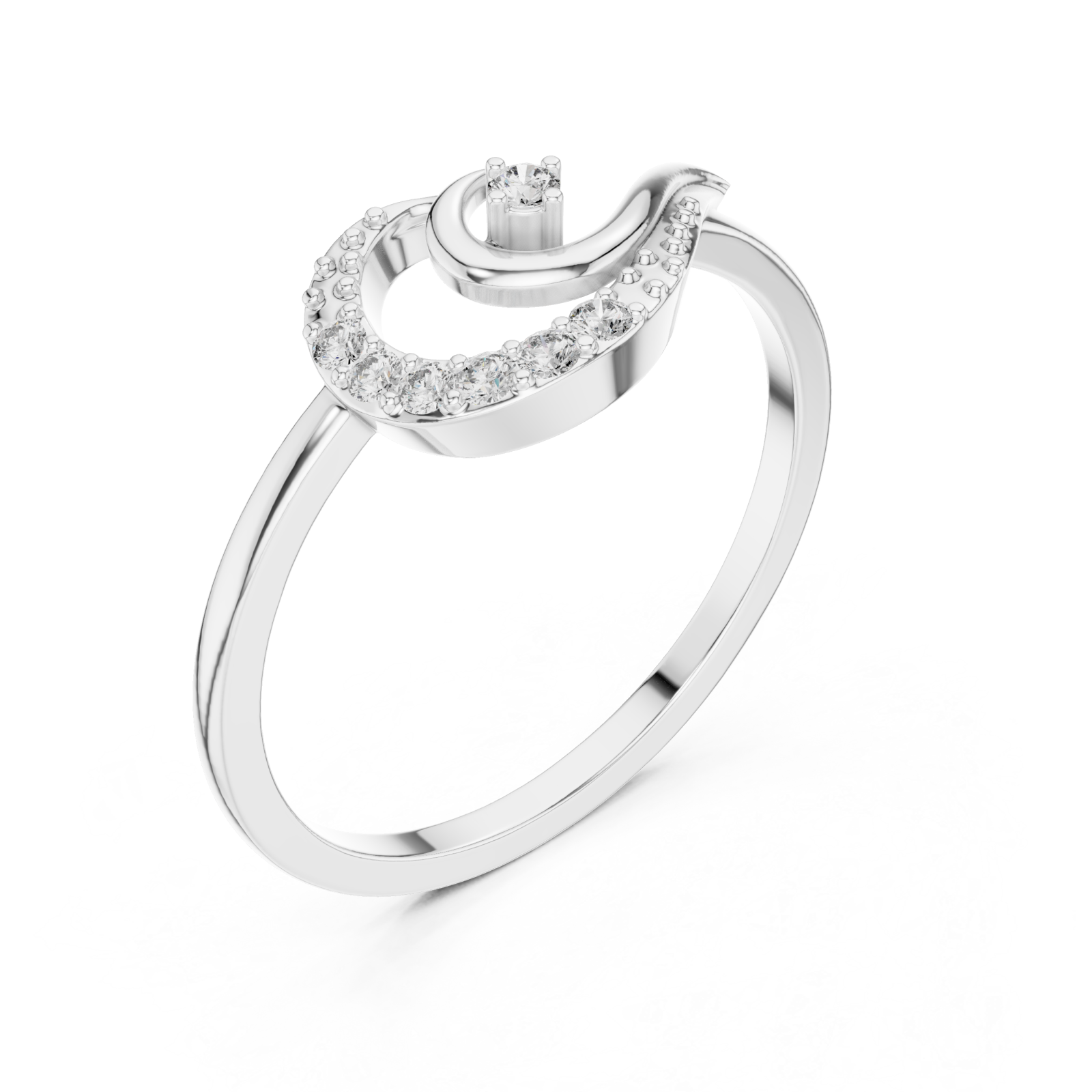  White Gold Serene Crest Ring Right View