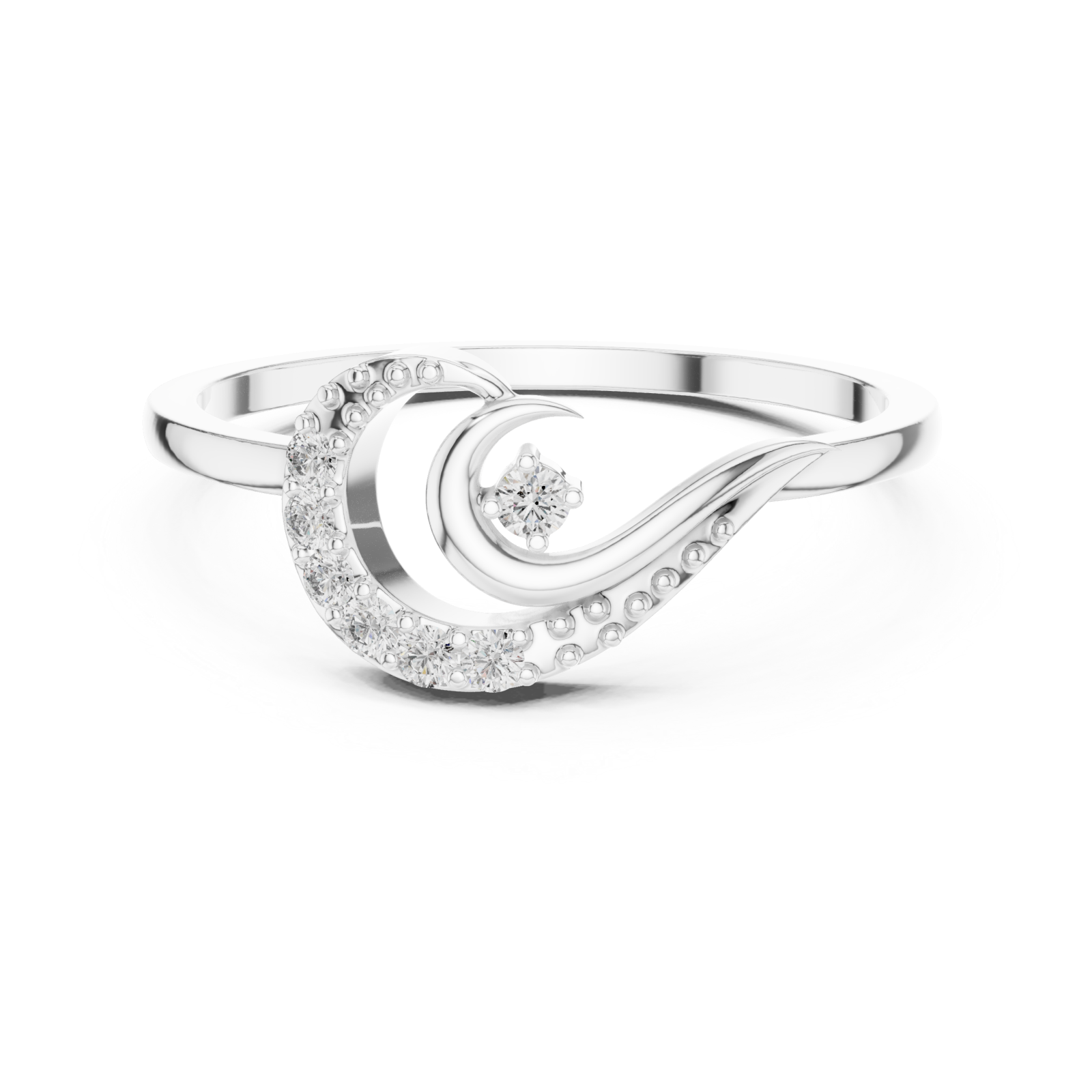  White Gold Serene Crest Ring Front View