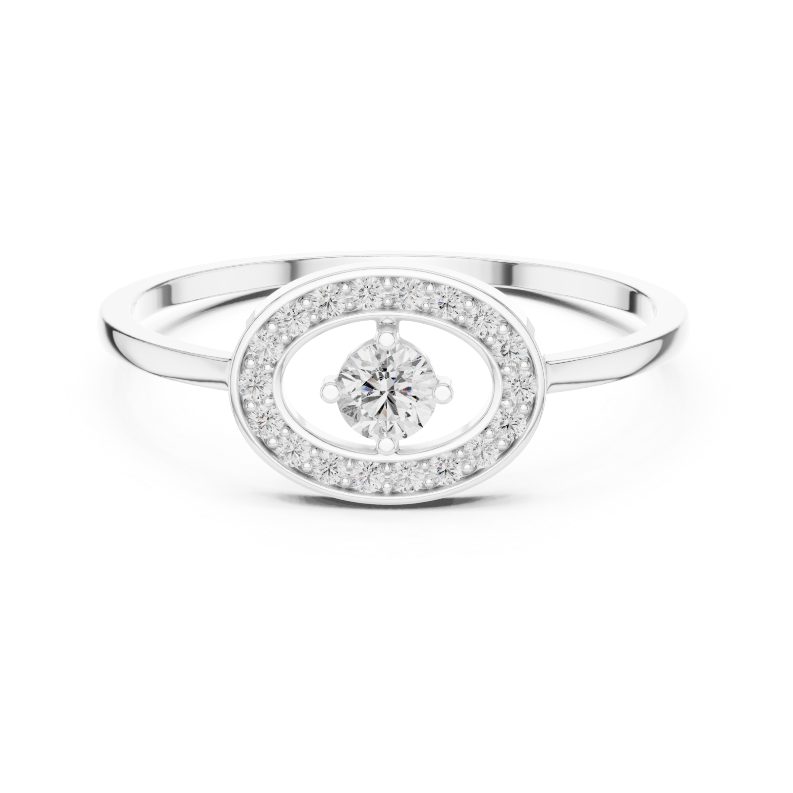  White Gold Elara Orbit Ring Front View