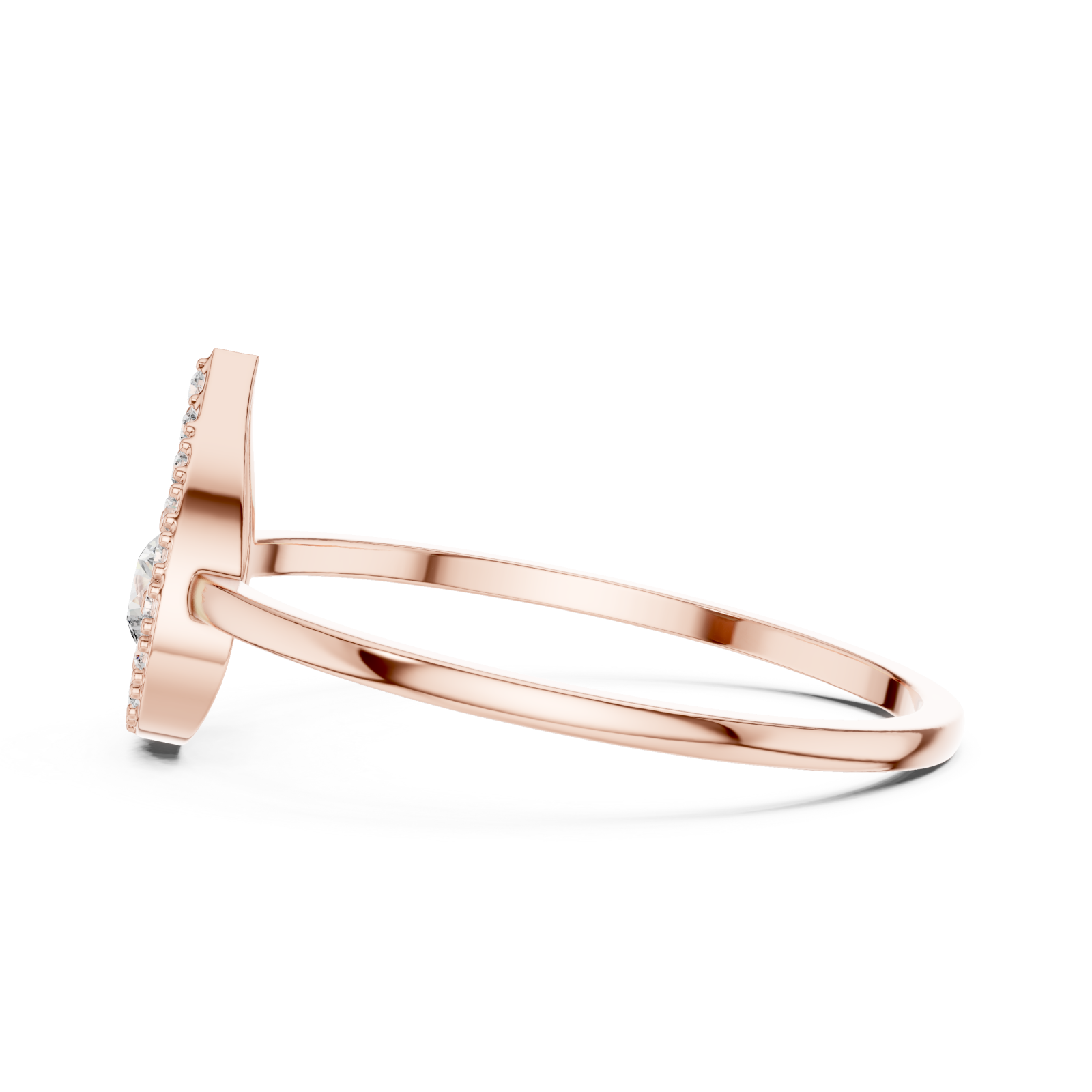  Rose Gold Enchanted Droplet Ring Side View