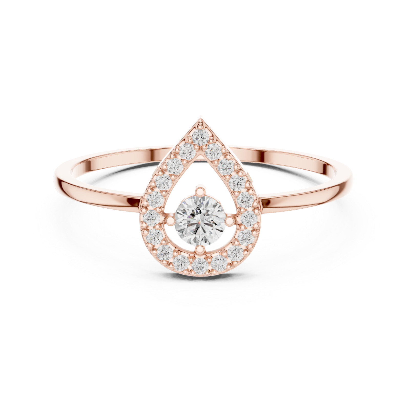  Rose Gold Enchanted Droplet Ring Front View