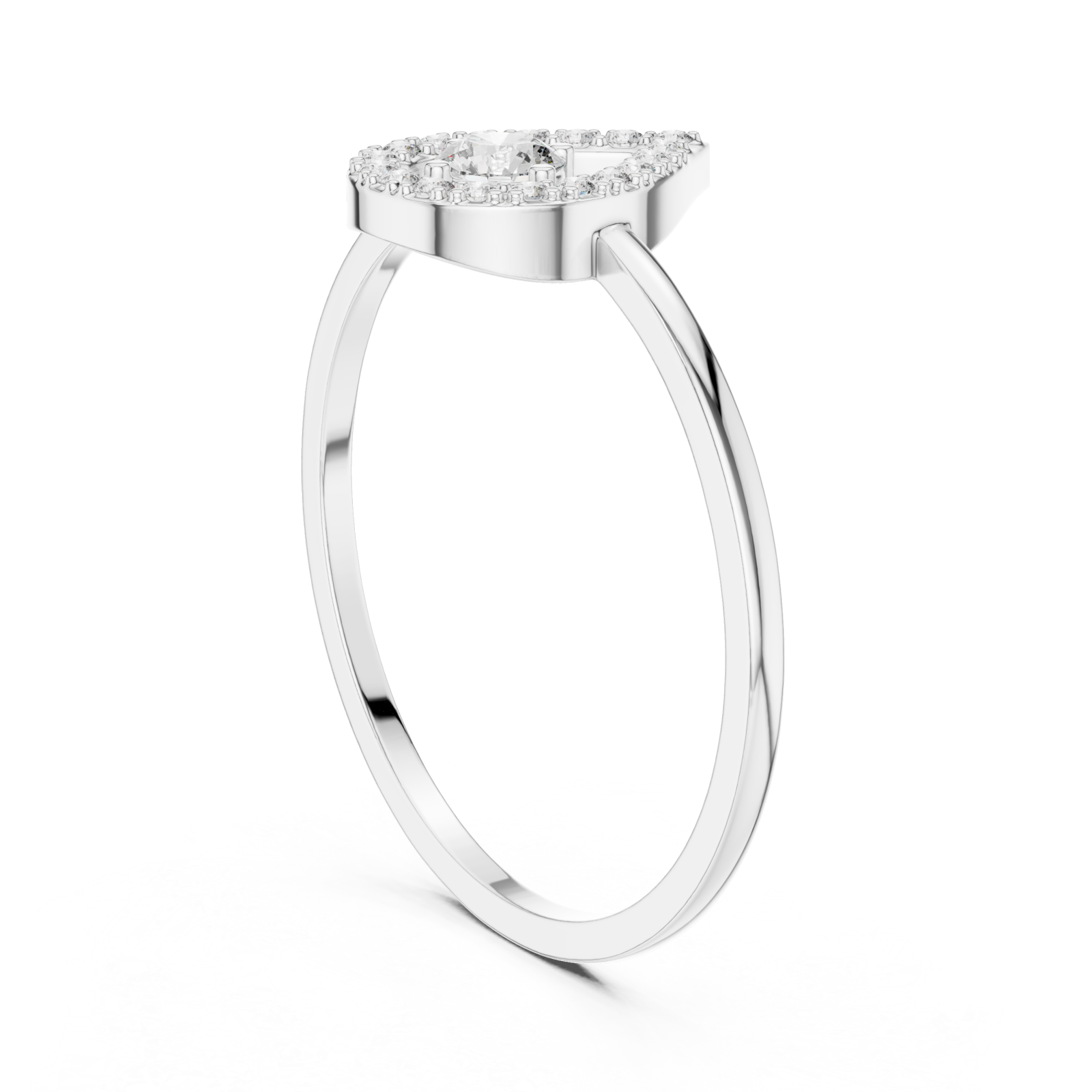  White Gold Enchanted Droplet Ring Left View