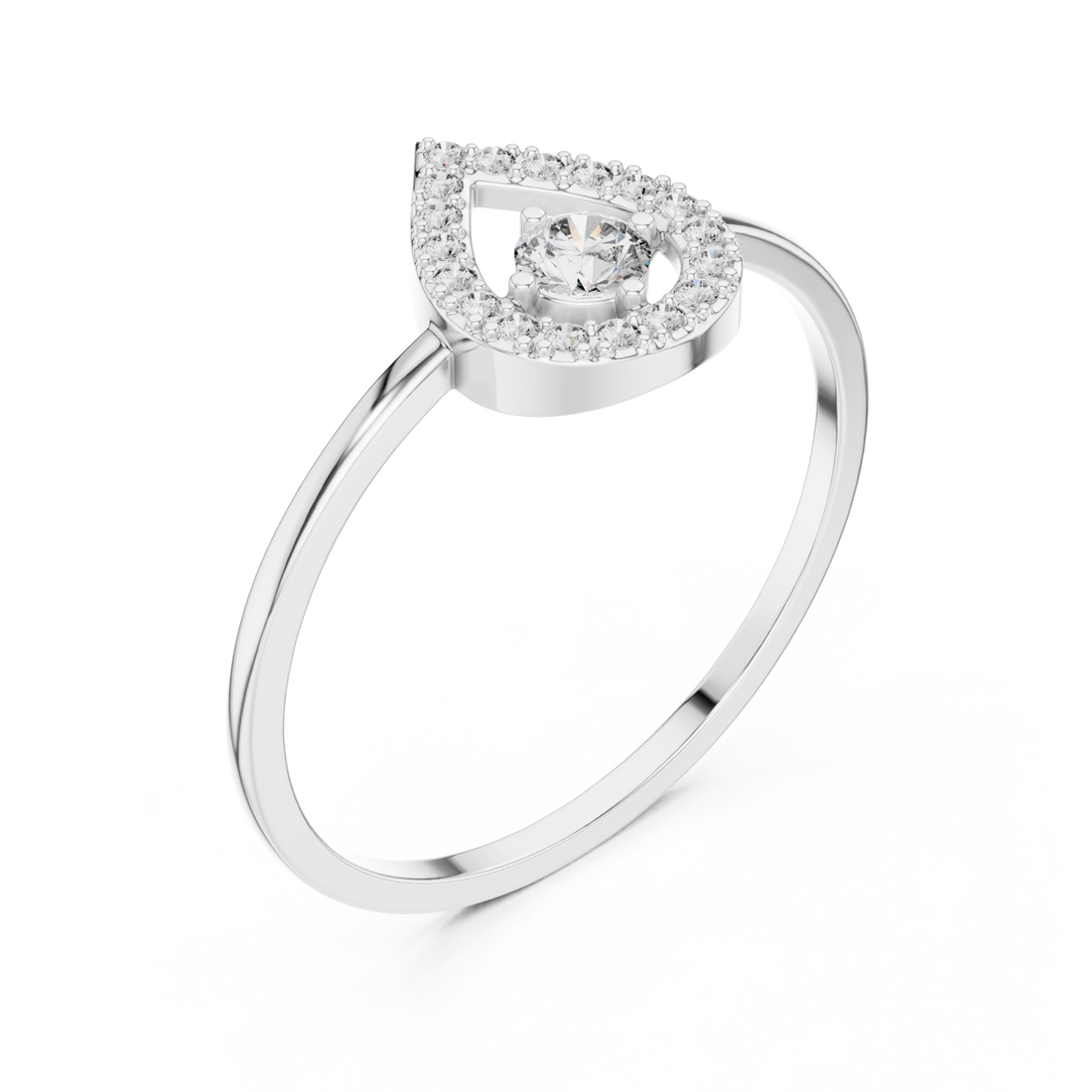  White Gold Enchanted Droplet Ring Right View