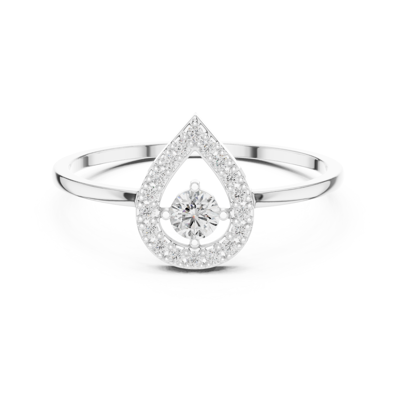  White Gold Enchanted Droplet Ring Front View