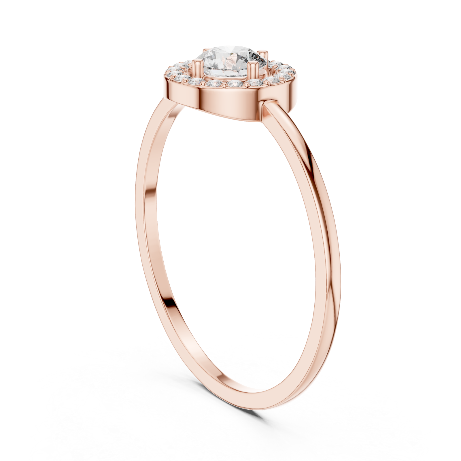  Rose Gold Radiant Halo Ring Left View
