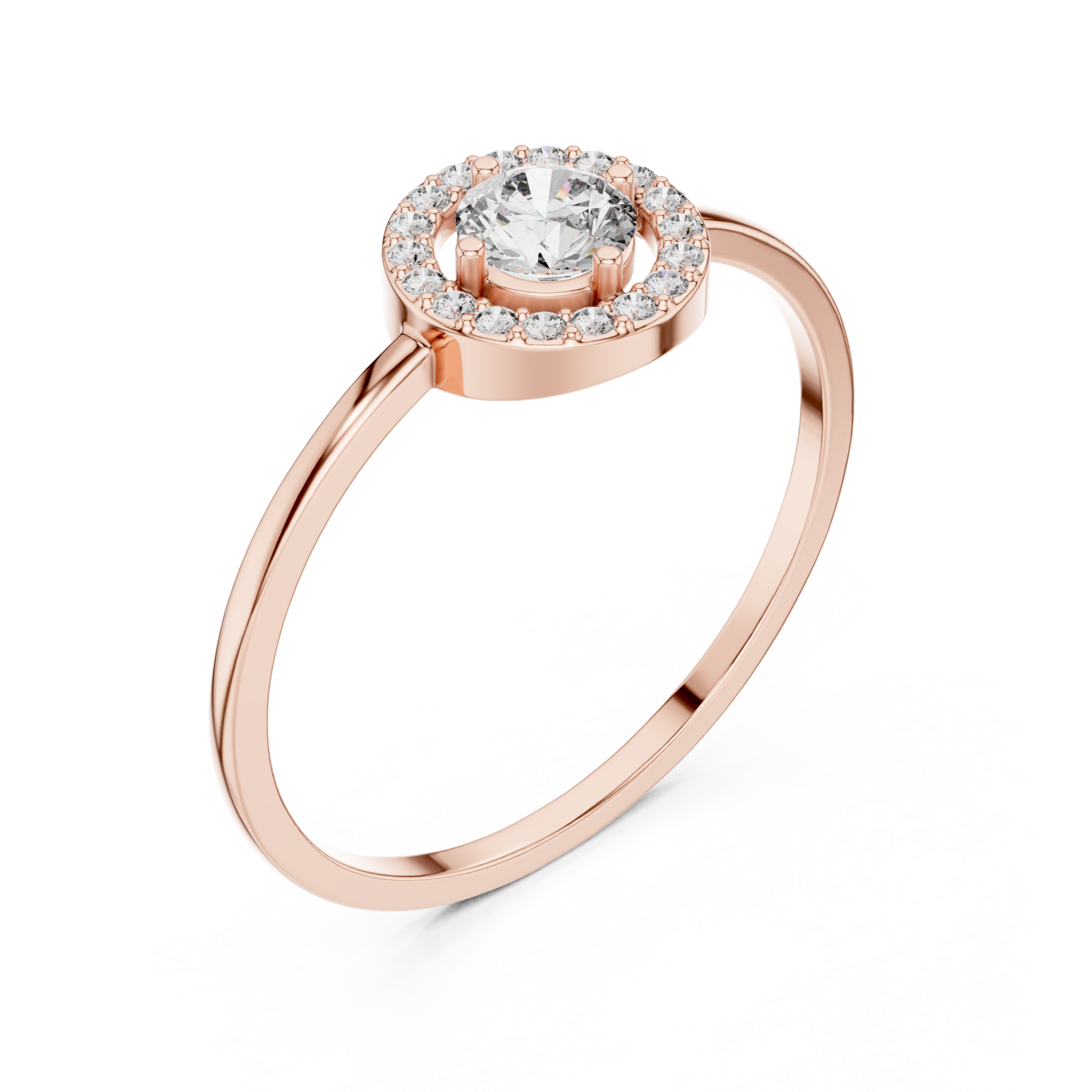  Rose Gold Radiant Halo Ring Right View