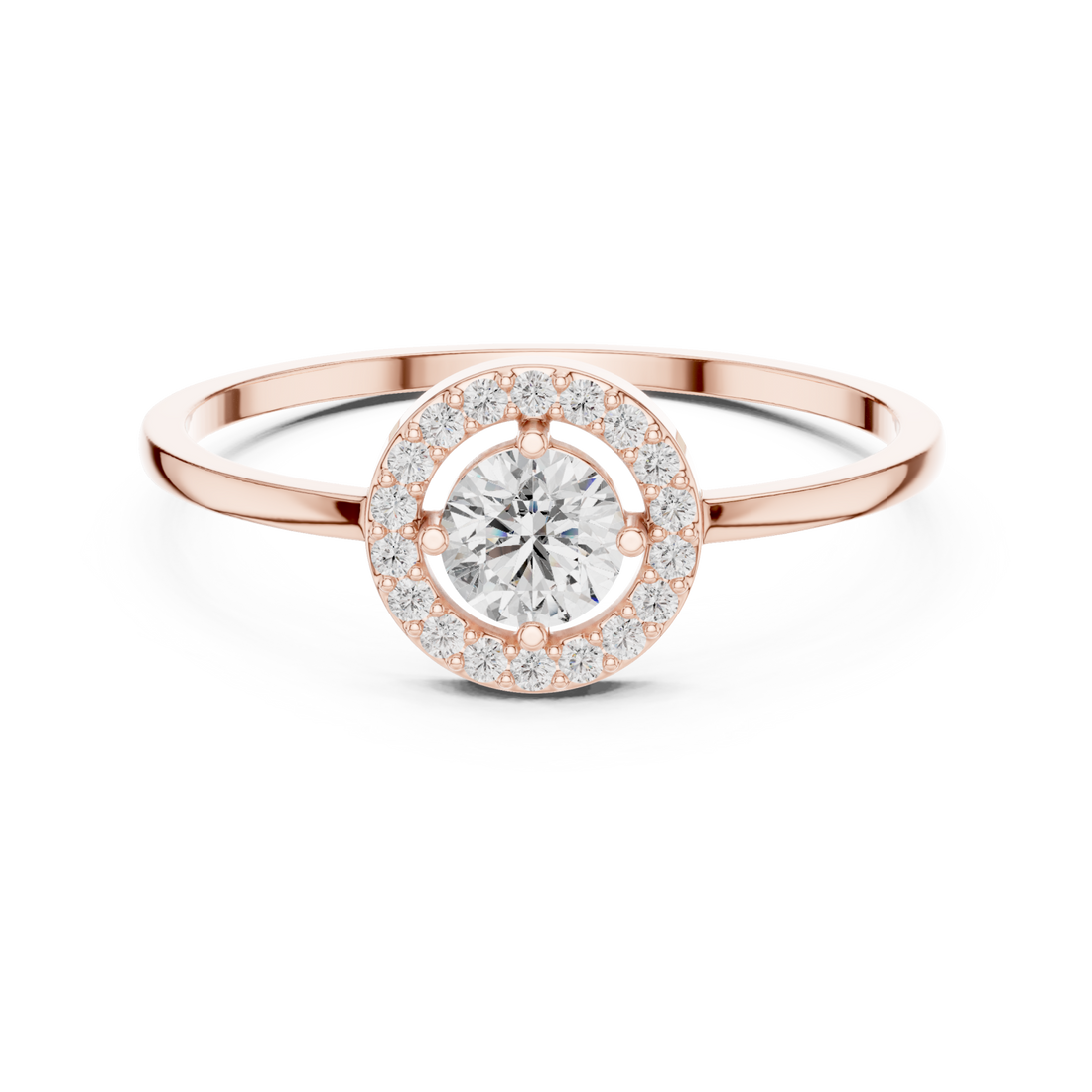  Rose Gold Radiant Halo Ring Right View