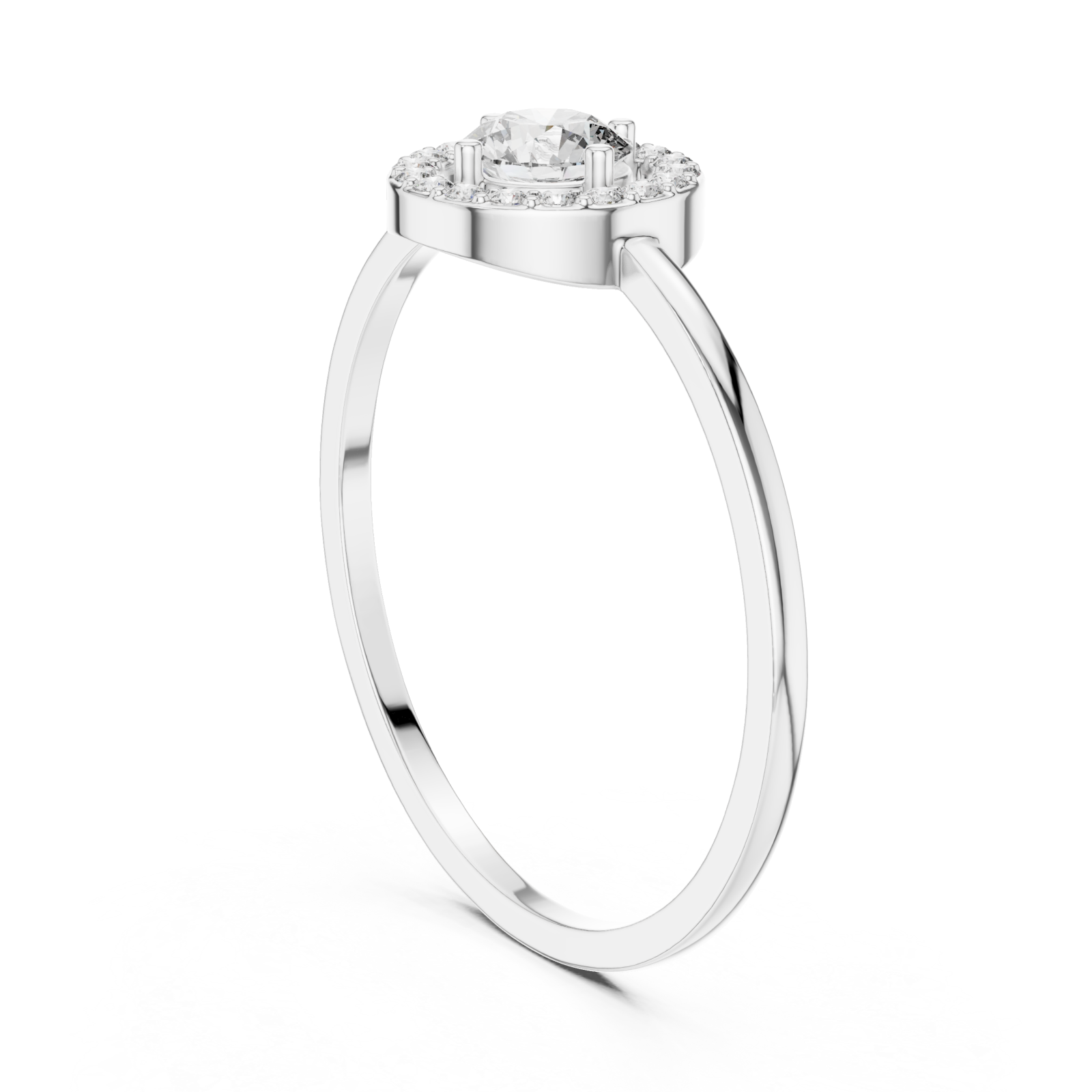  White Gold Radiant Halo Ring Left View