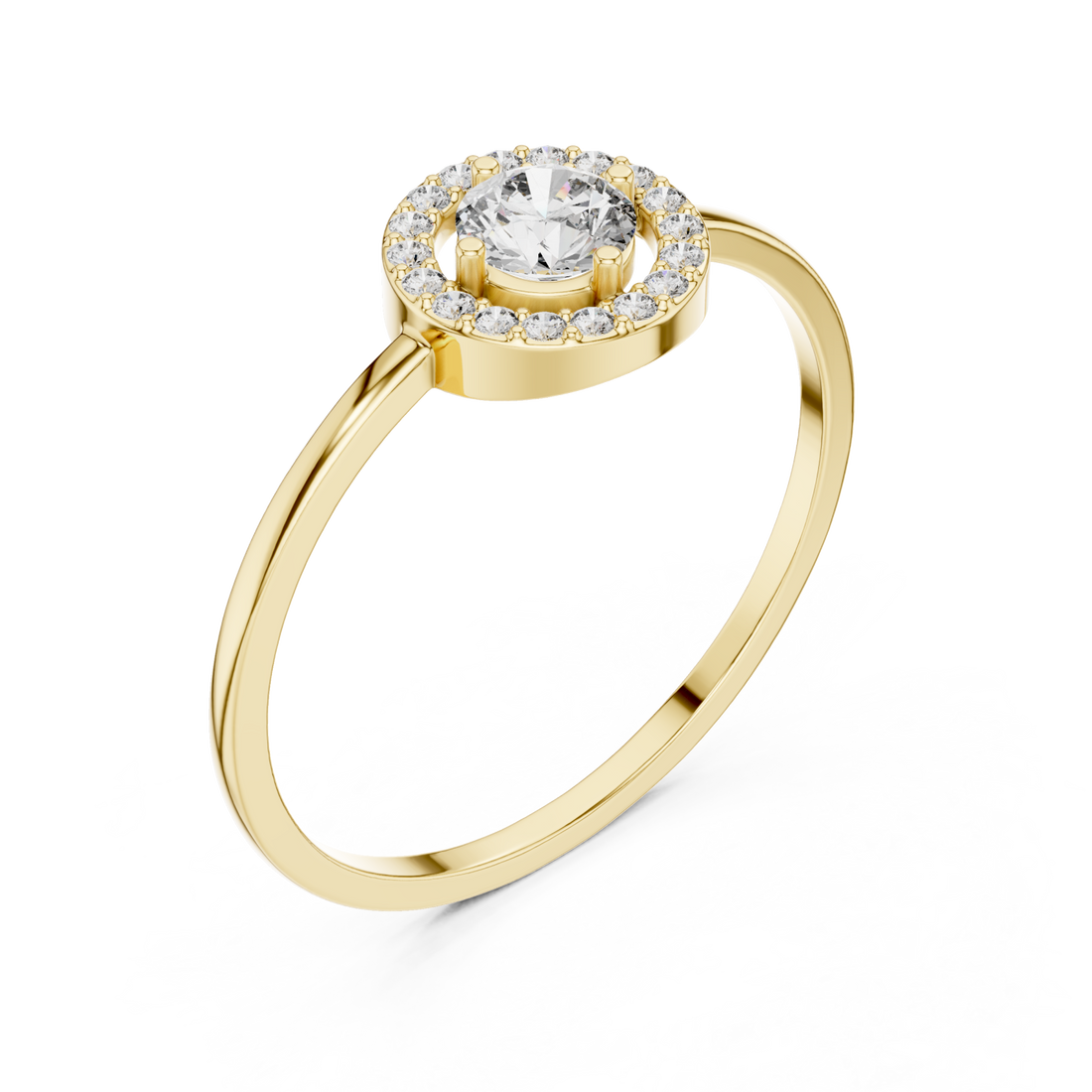 Gold Radiant Halo Ring Right View