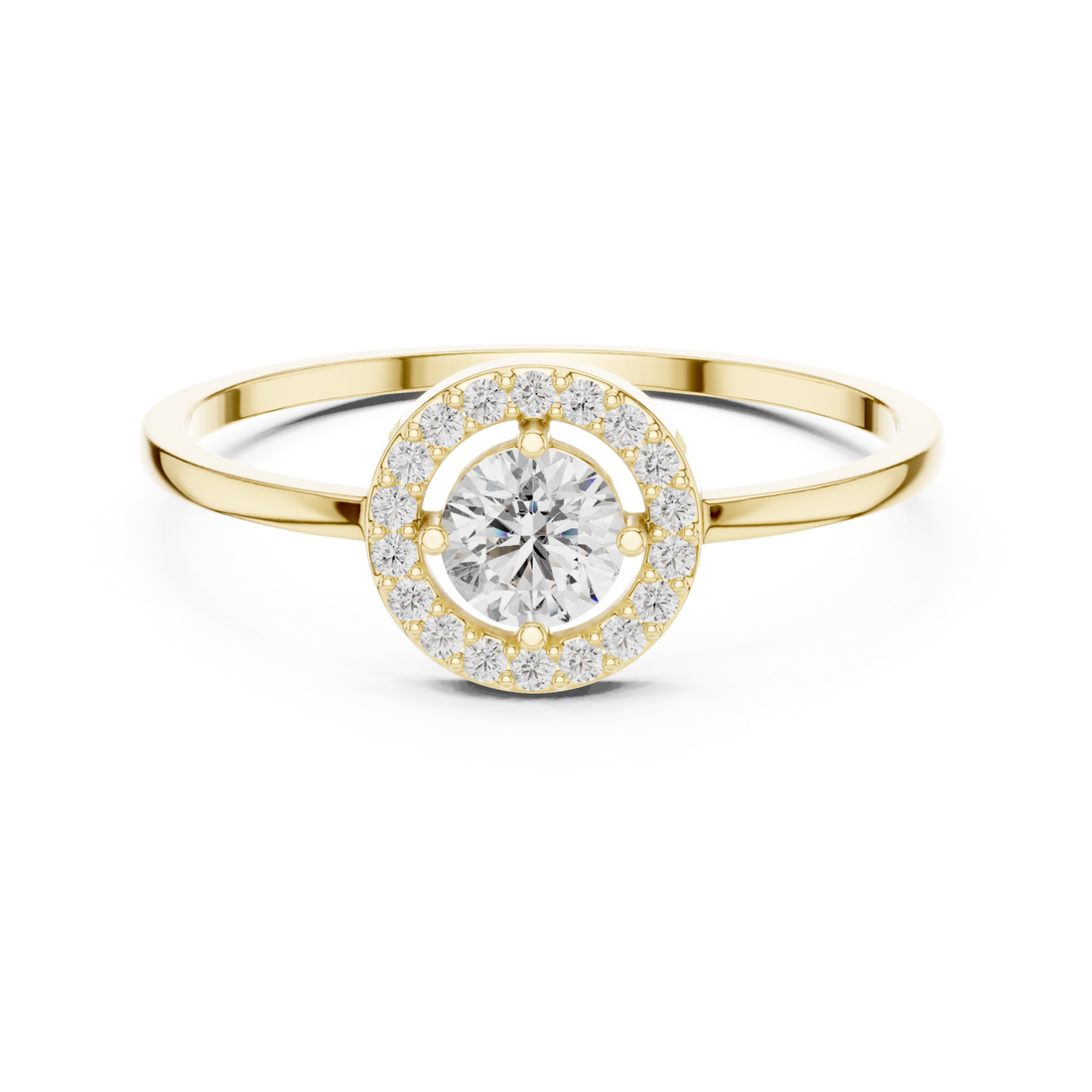 Gold Radiant Halo Ring Right View