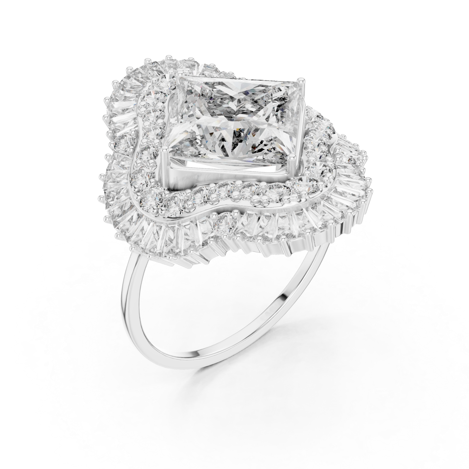  White Gold Radiant Crest Ring Right View