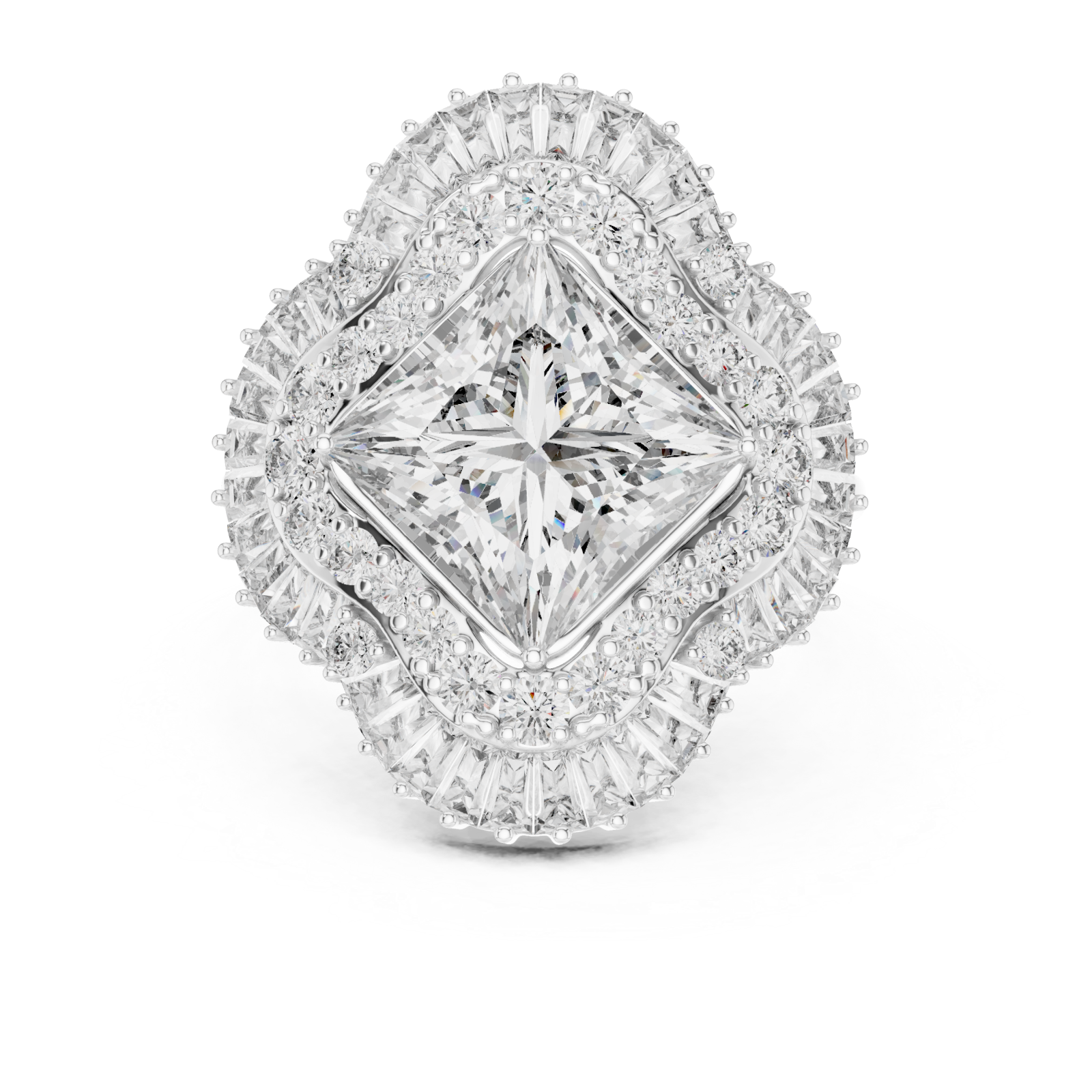  White Gold Radiant Crest Ring Front View
