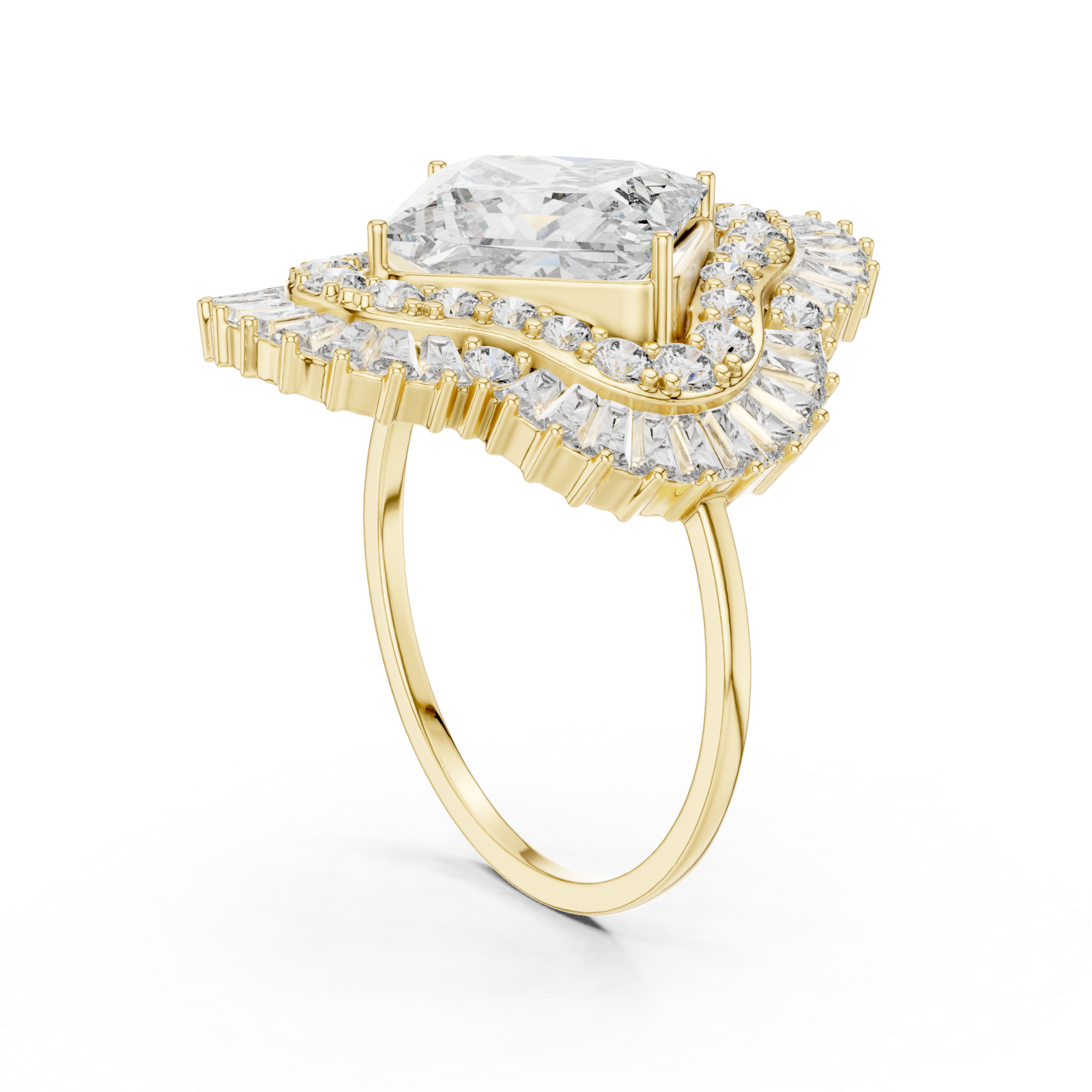  Gold Radiant Crest Ring Left View