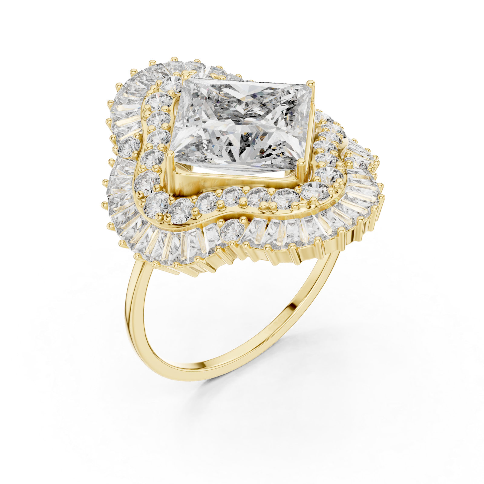 Gold Radiant Crest Ring Right View