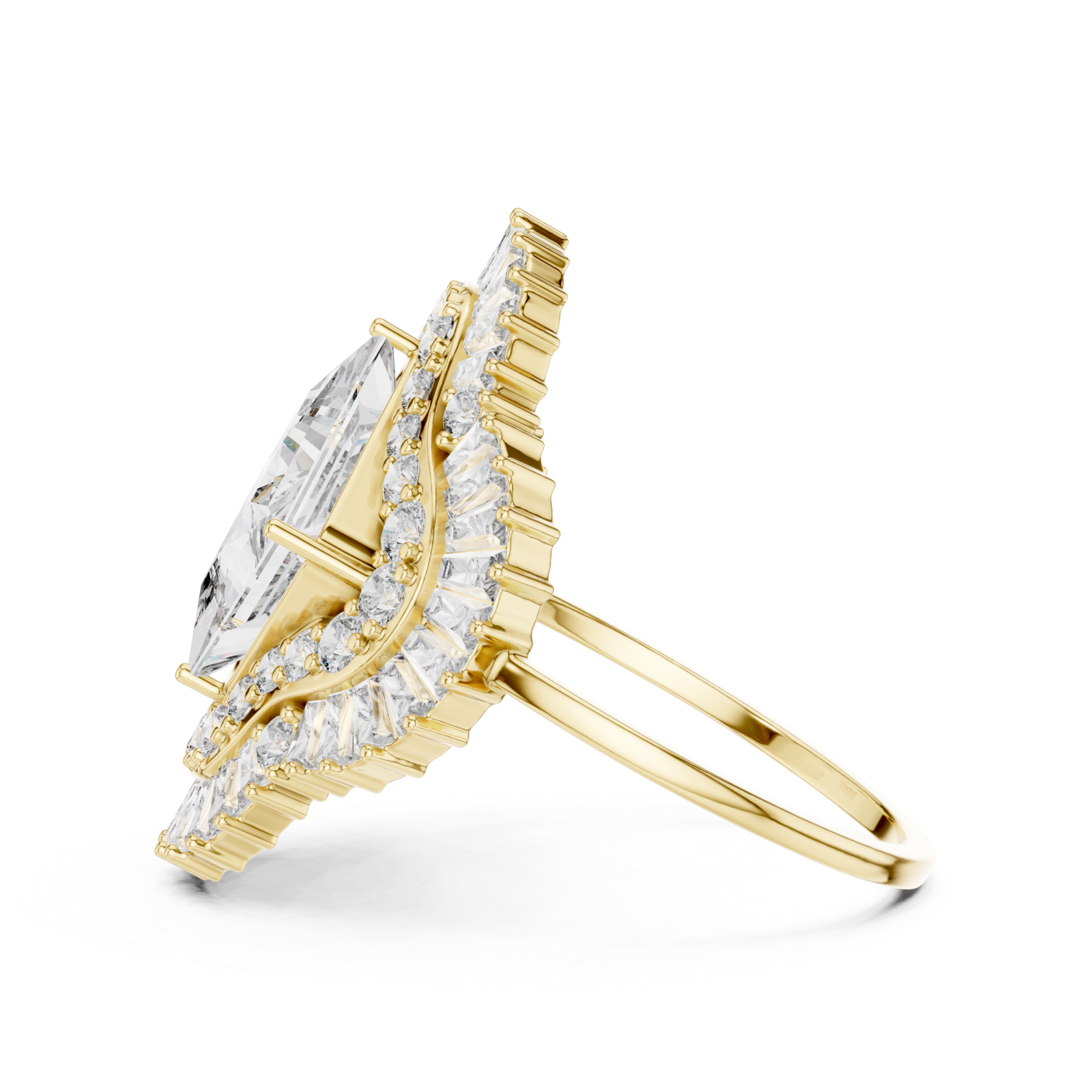  Gold Radiant Crest Ring Side View