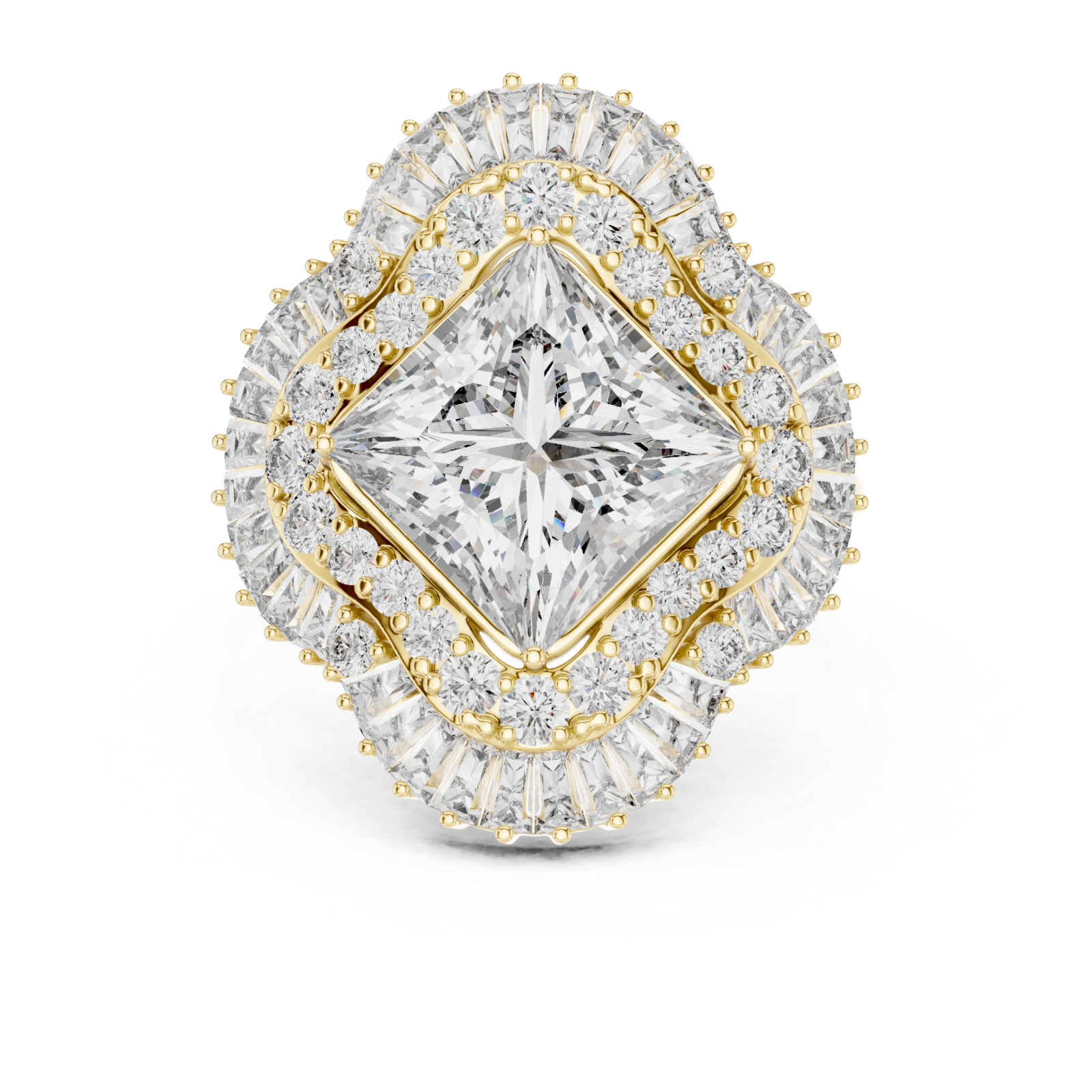  Gold Radiant Crest Ring Front View