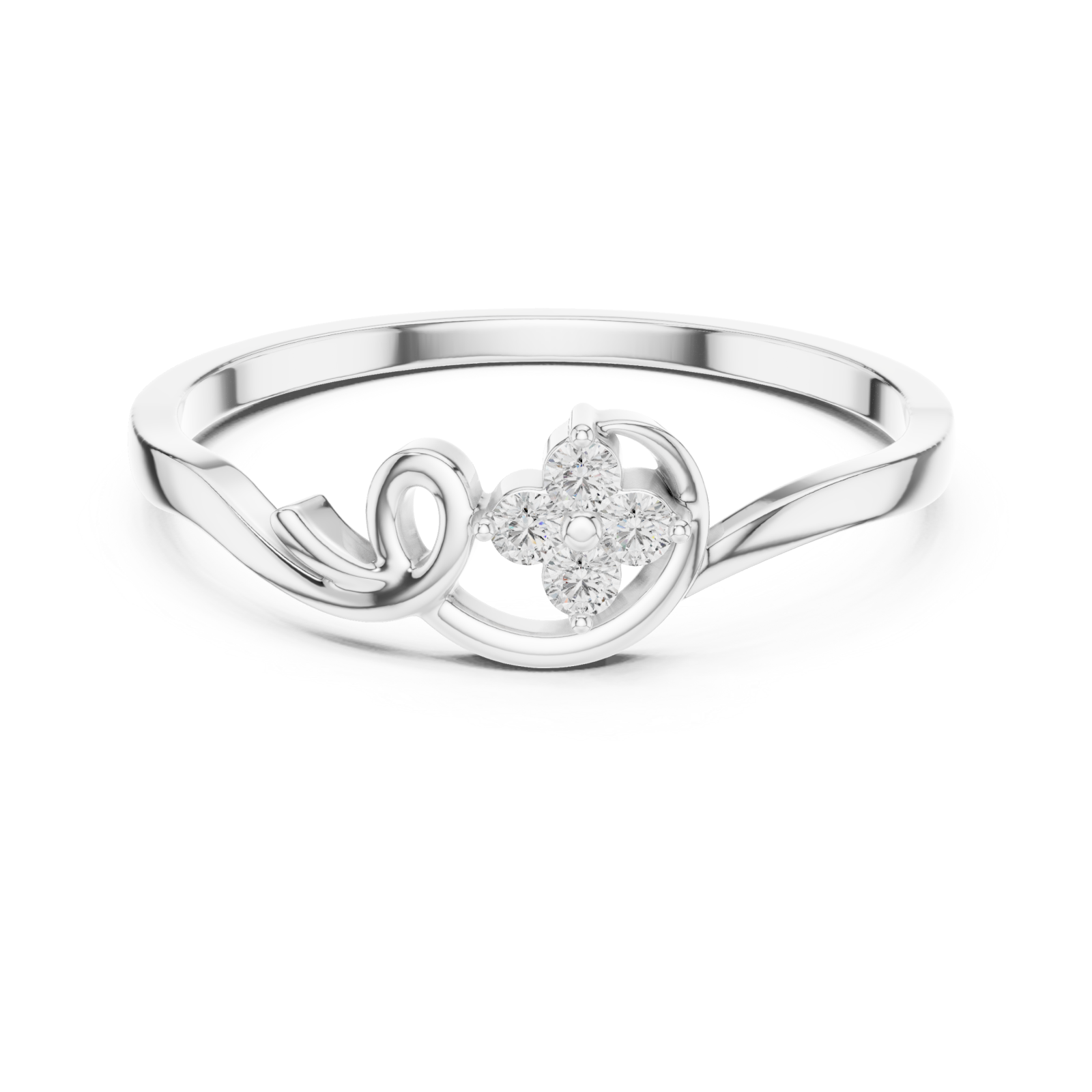  White Gold Serene Loop Ring Front View