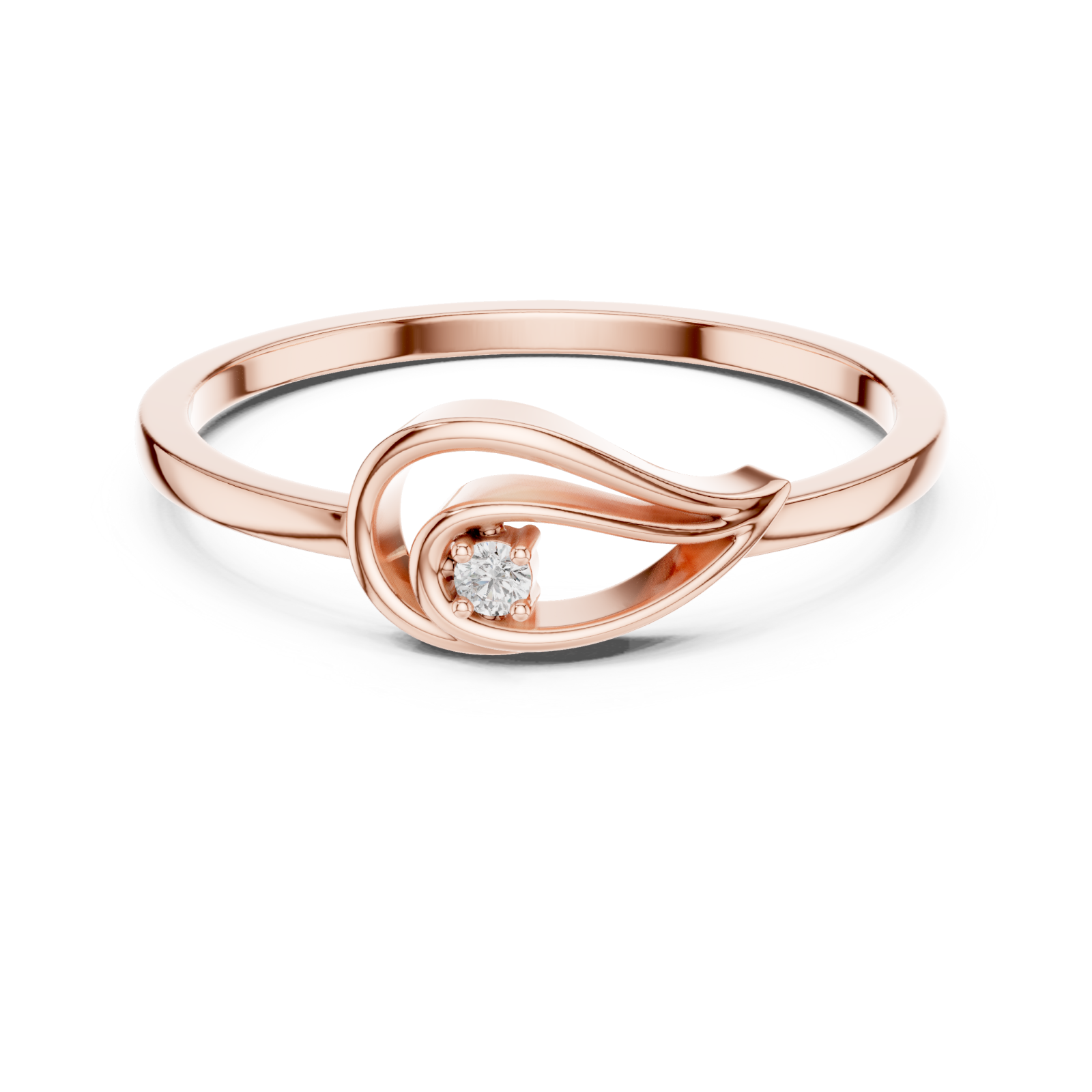 Rose Gold Essence Teardrop Ring Front View
