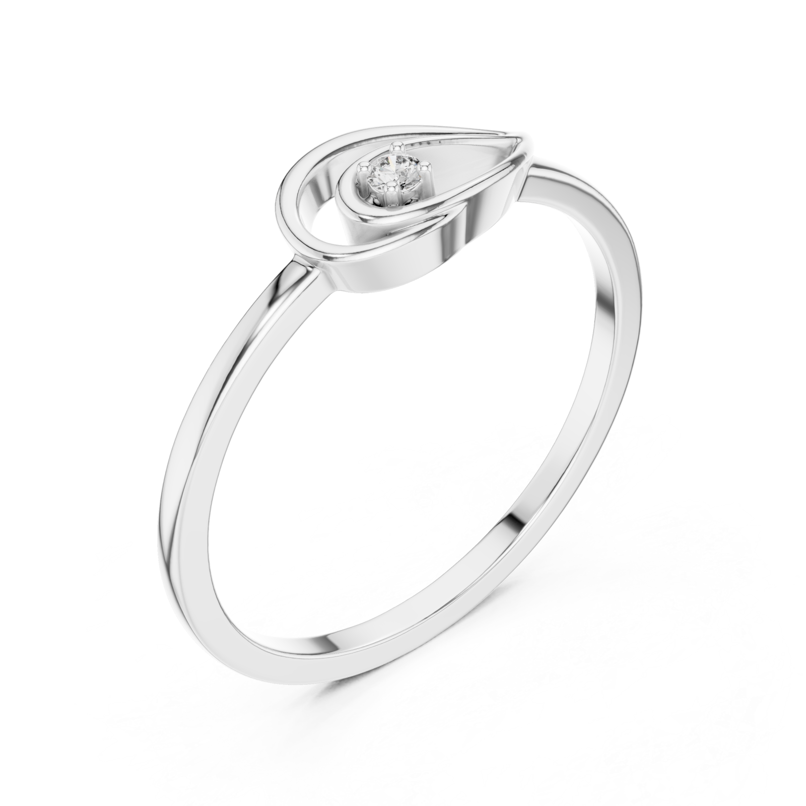  White Gold Essence Teardrop Ring Right View