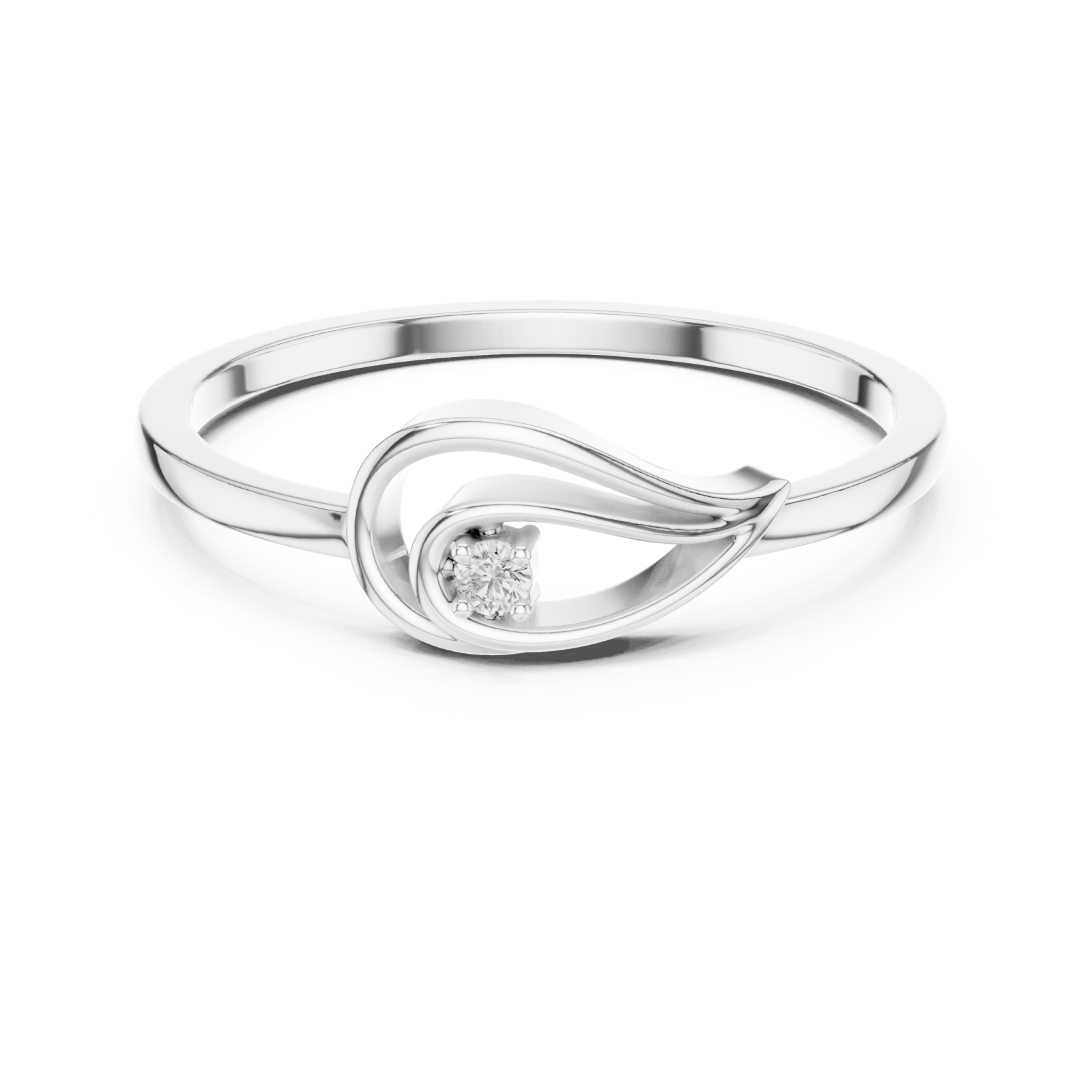  White Gold Essence Teardrop Ring Front View