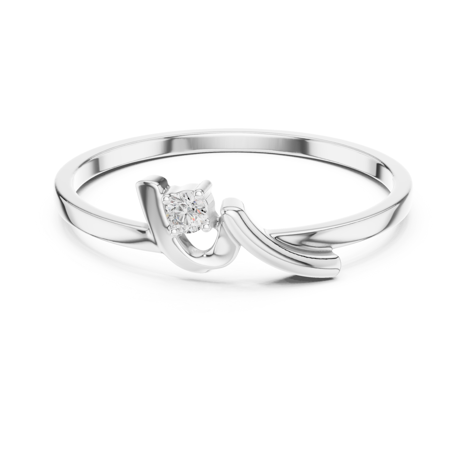  White Gold Muse Twist Ring Front View