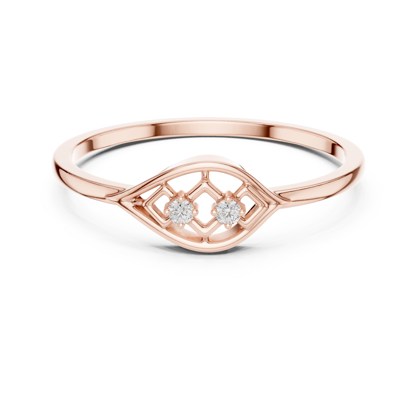  Rose Gold Viva Crest Ring Front View